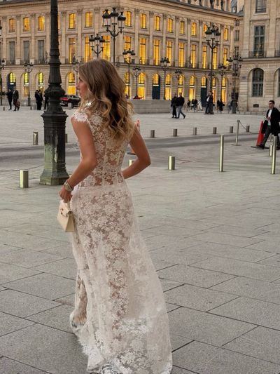 SAU LEE White Floral Lace Top and Pants by Sau Lee | Pickle