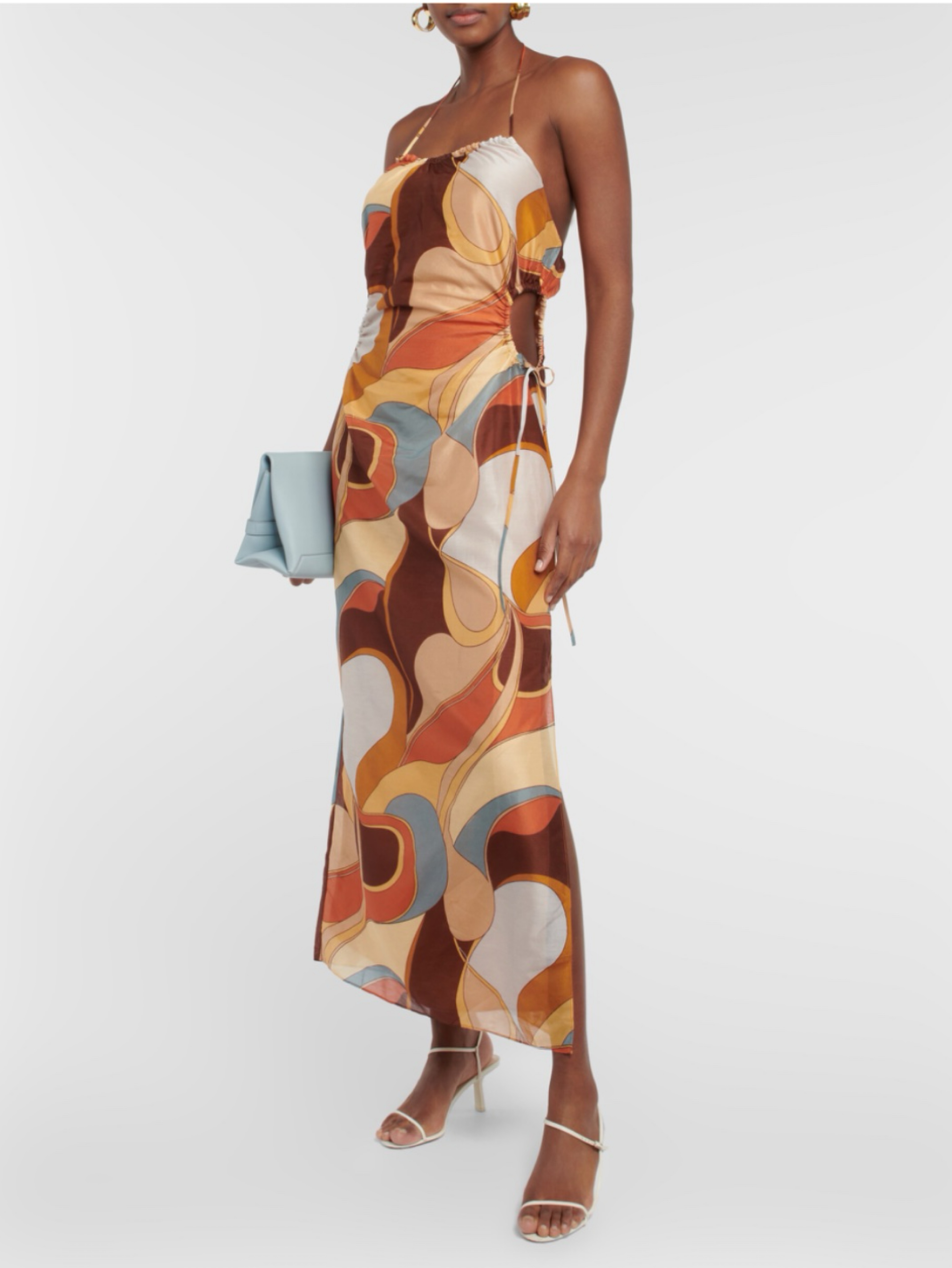 SIR Printed cotton and silk midi dress