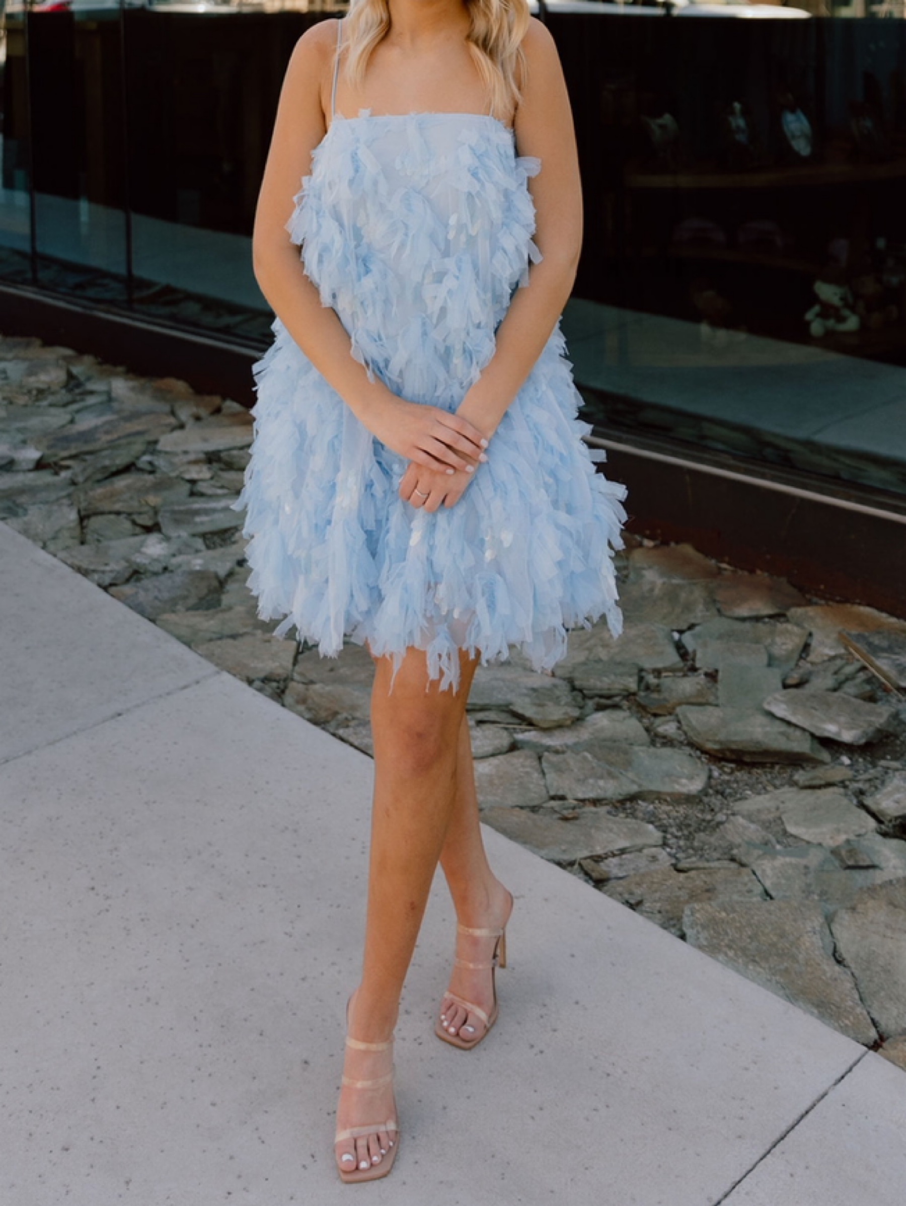 ASOS Light Blue Feather Mini Dress by ASOS
