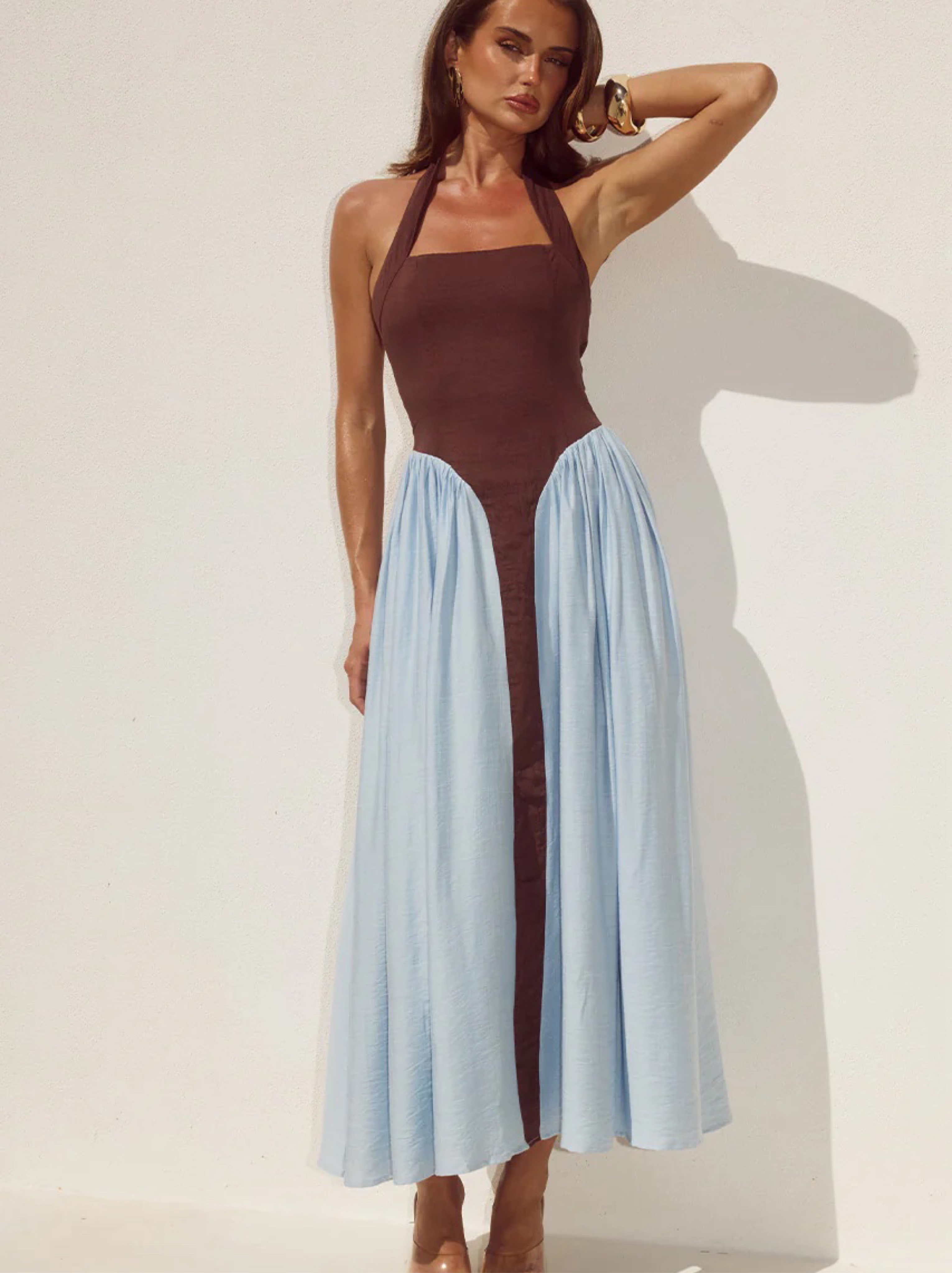 seven wonders halter dress JELENA HALTER OPEN BACK MAXI DRESS - CREAM
