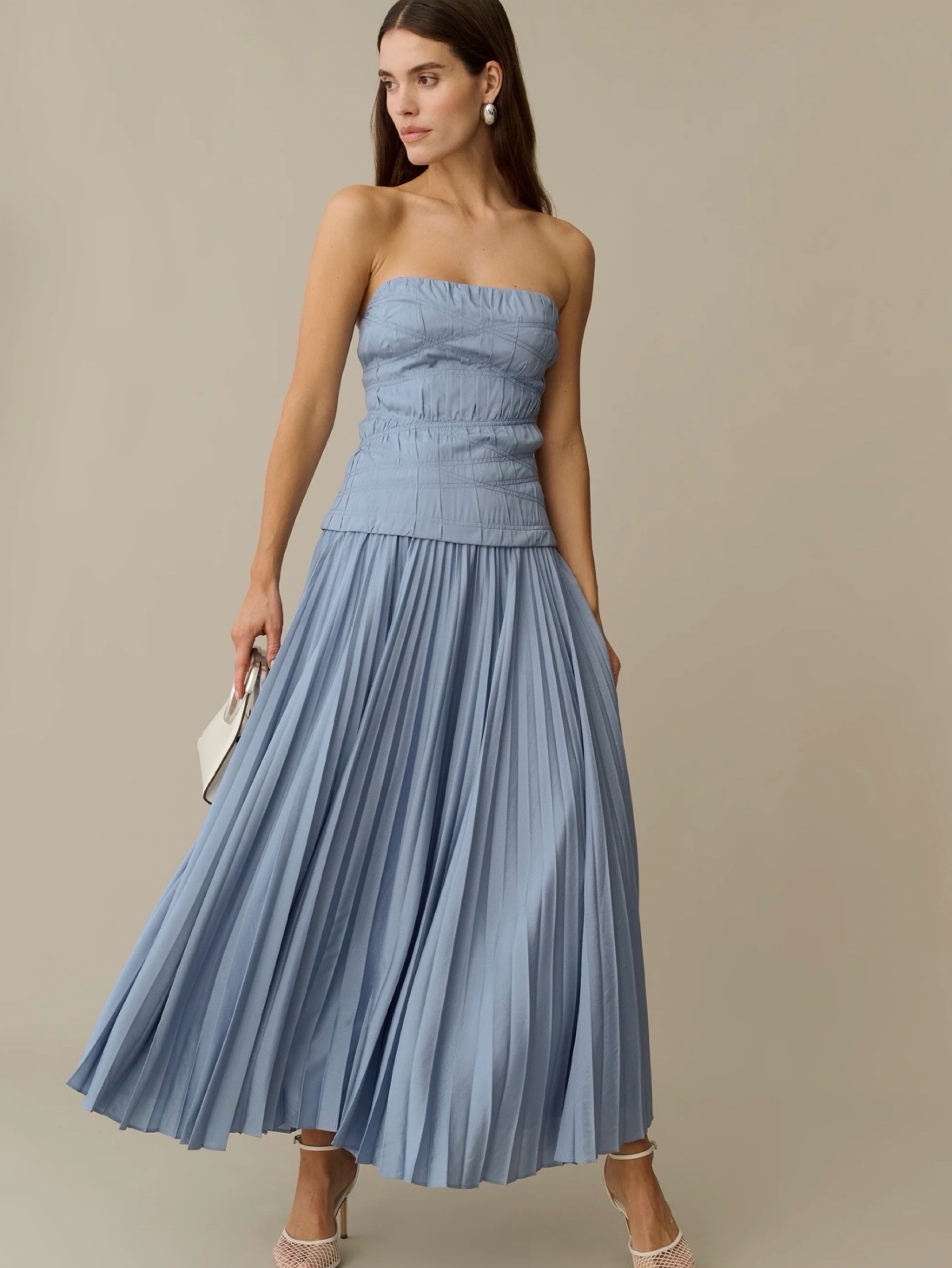 blue pleated strapless dress Midi by o.p.t Midi dress
