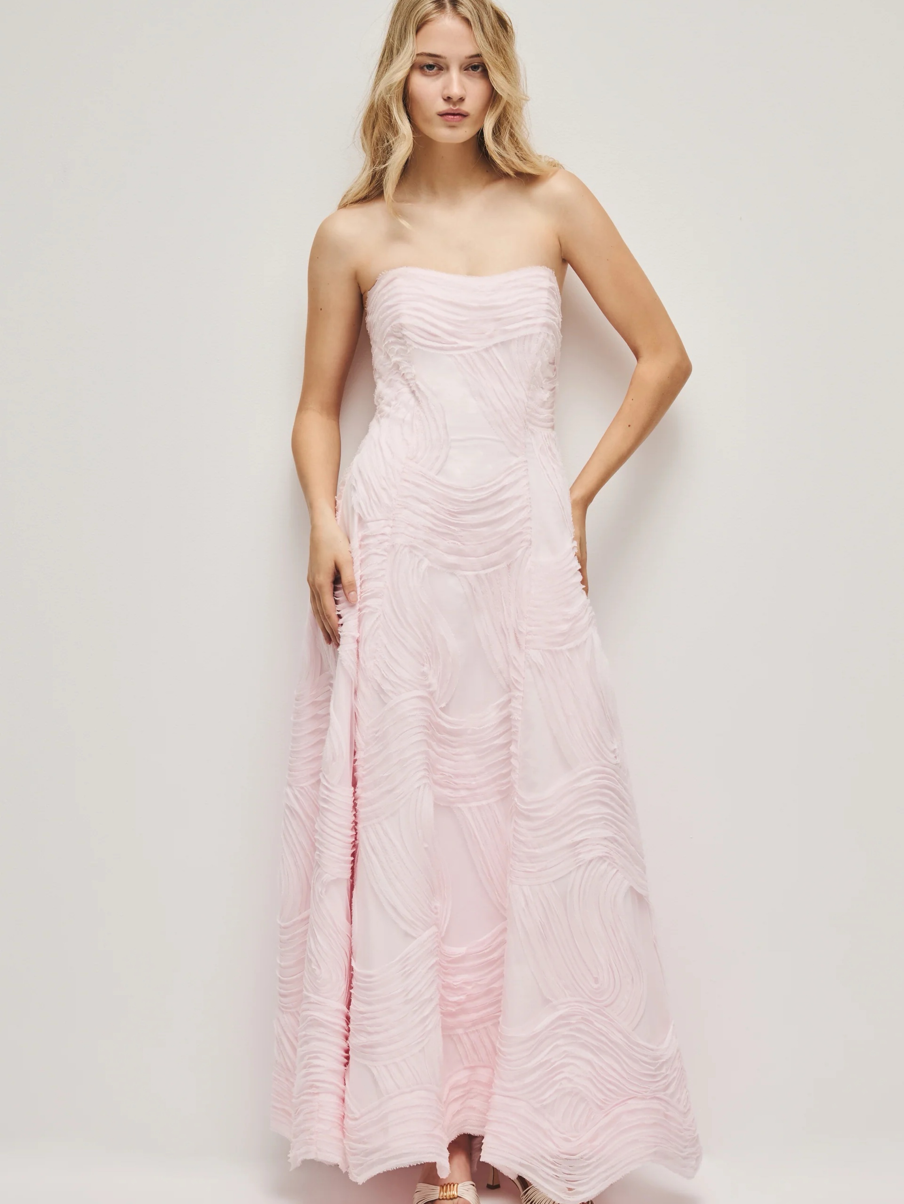 aje light pink dress Allairie Gown-CHALK PINK / 4