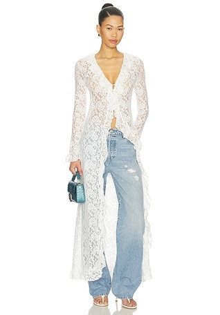 シンゾーン SHEER LONG SLEEVES CARDIGAN 51 L/Y White Lace Long Cardigan by Lioness | Pickle