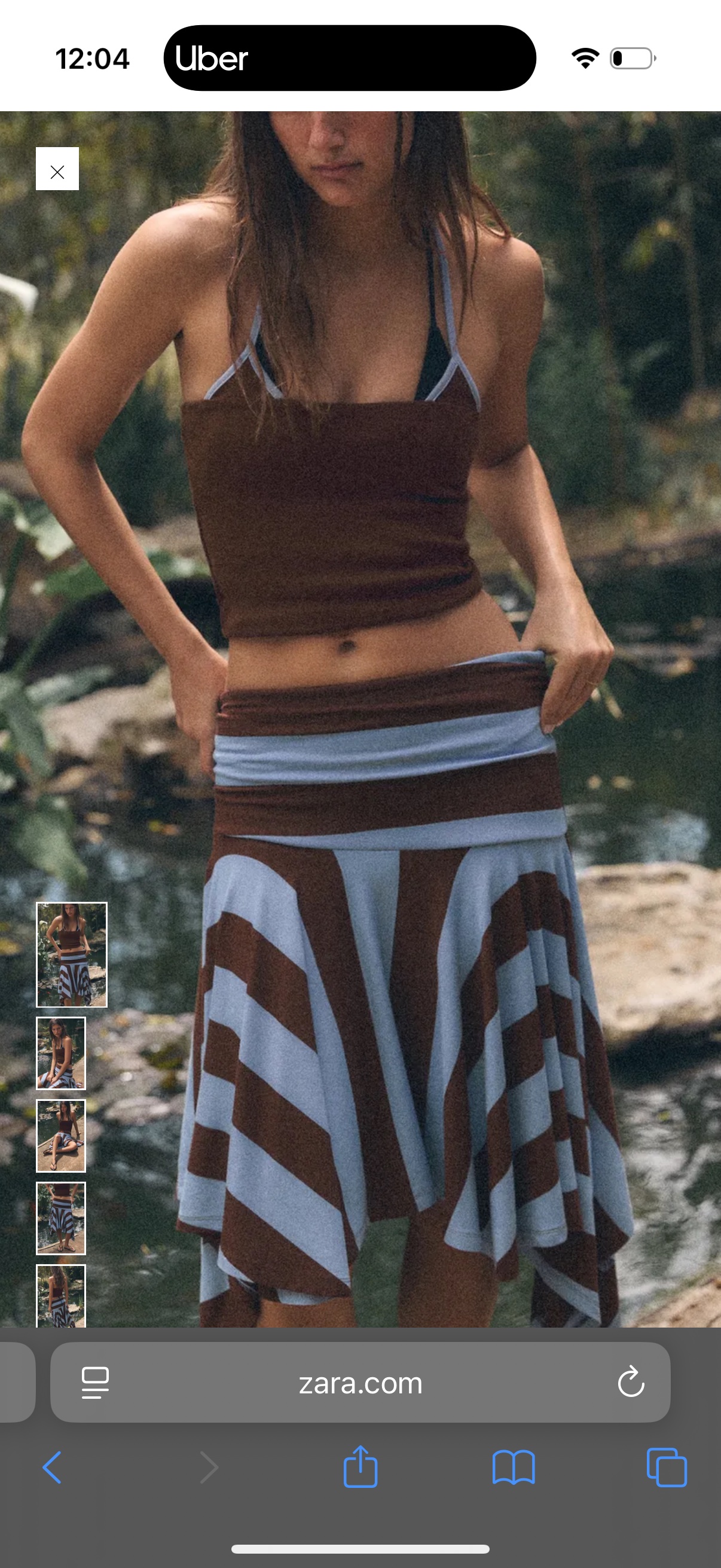 Brown and Blue Striped Skirt Top set
