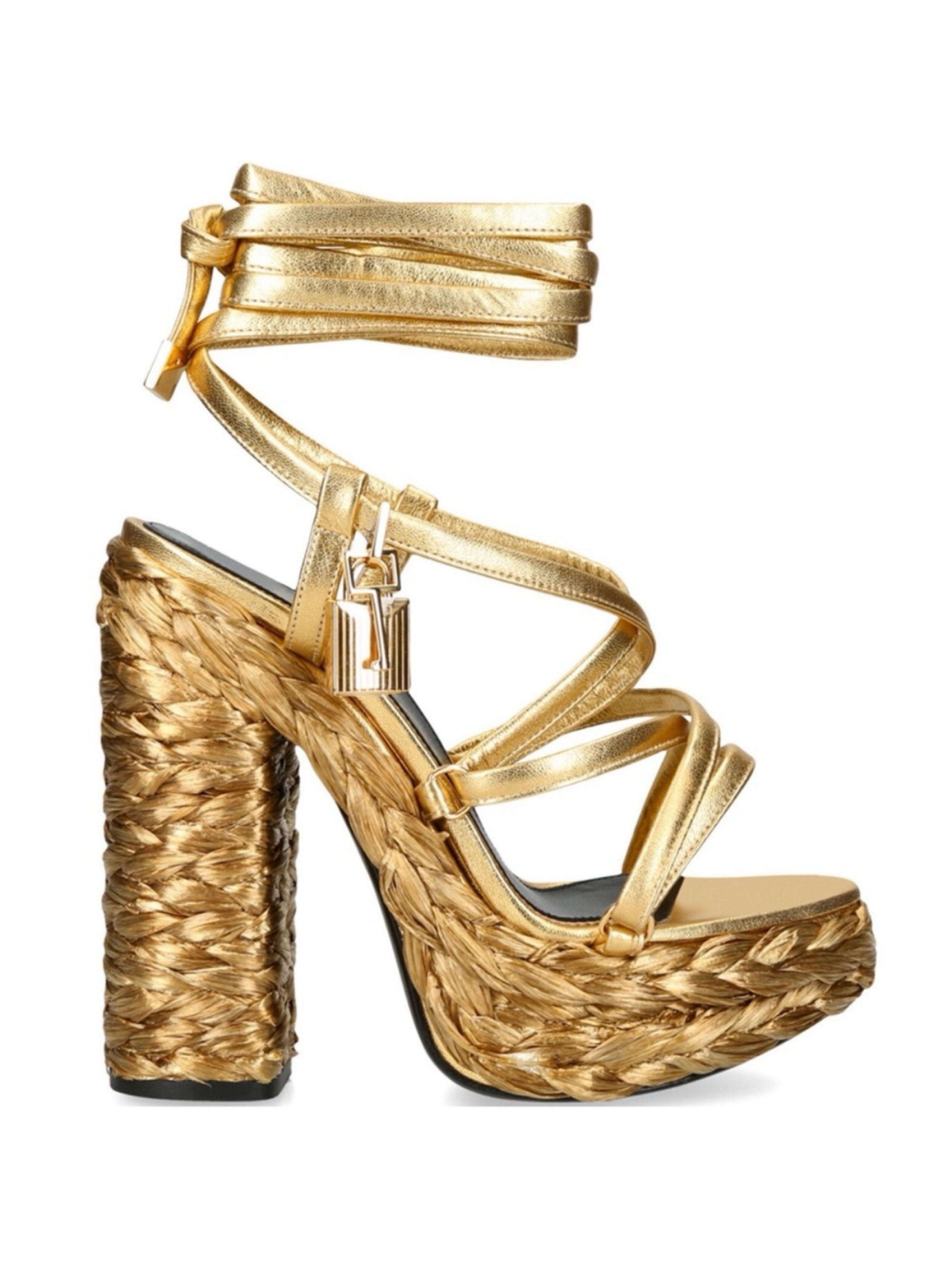 Tom Ford Gold Espadrille Gladiator Platform Heels