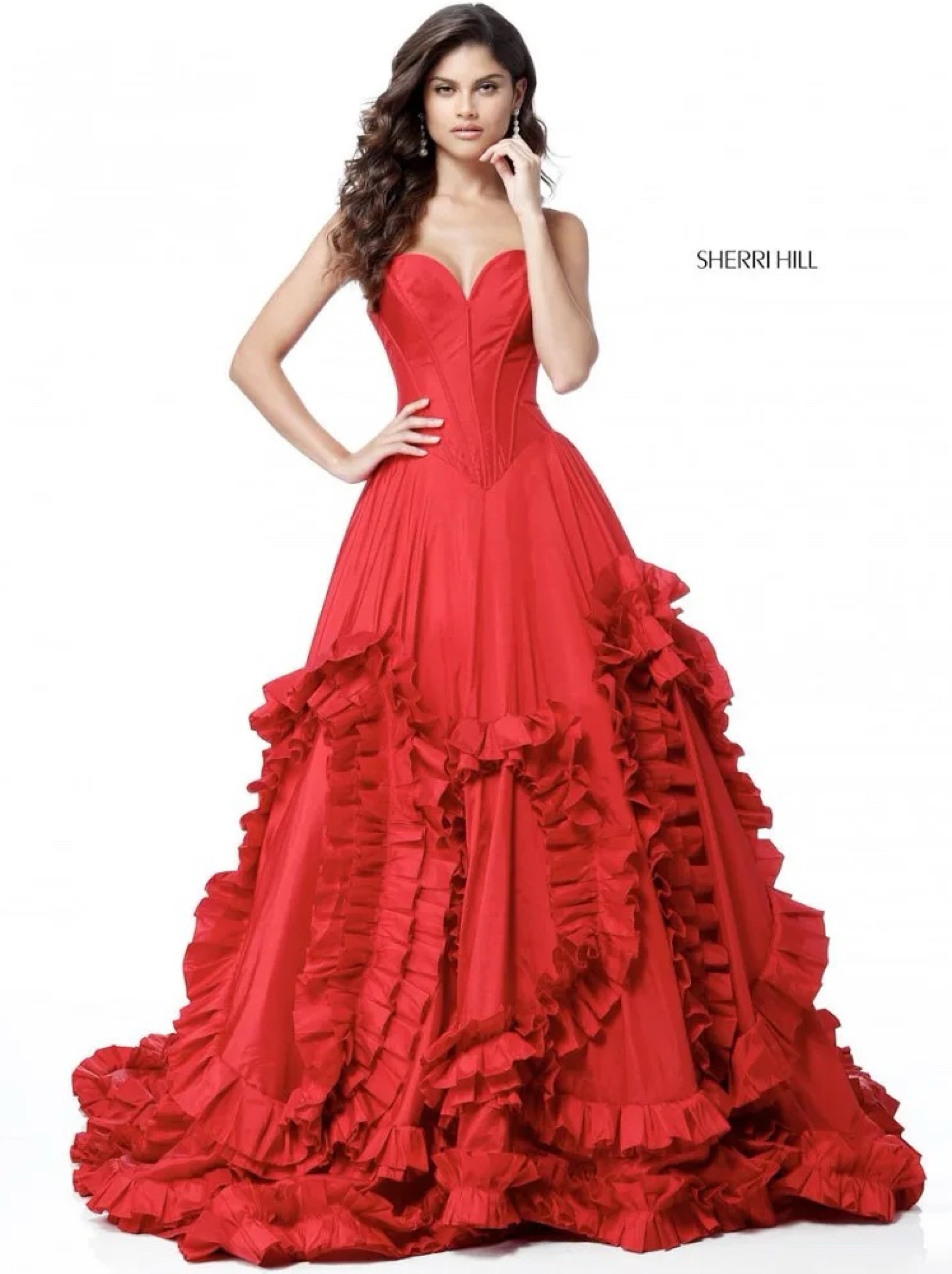 Sherri Hill Red Corset Prom Dress Ballgown Size 6