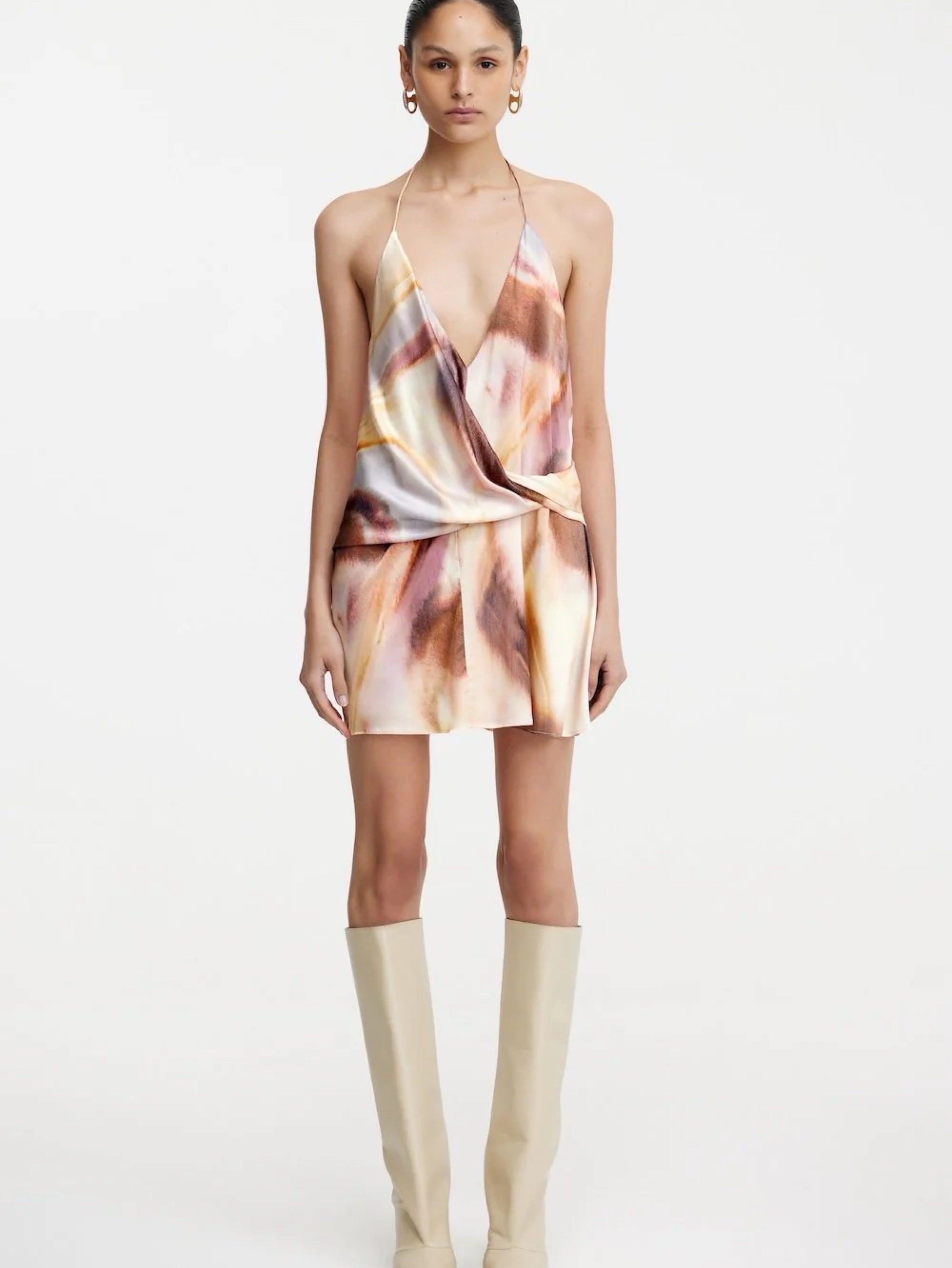 Halter Watercolor Mini Dress