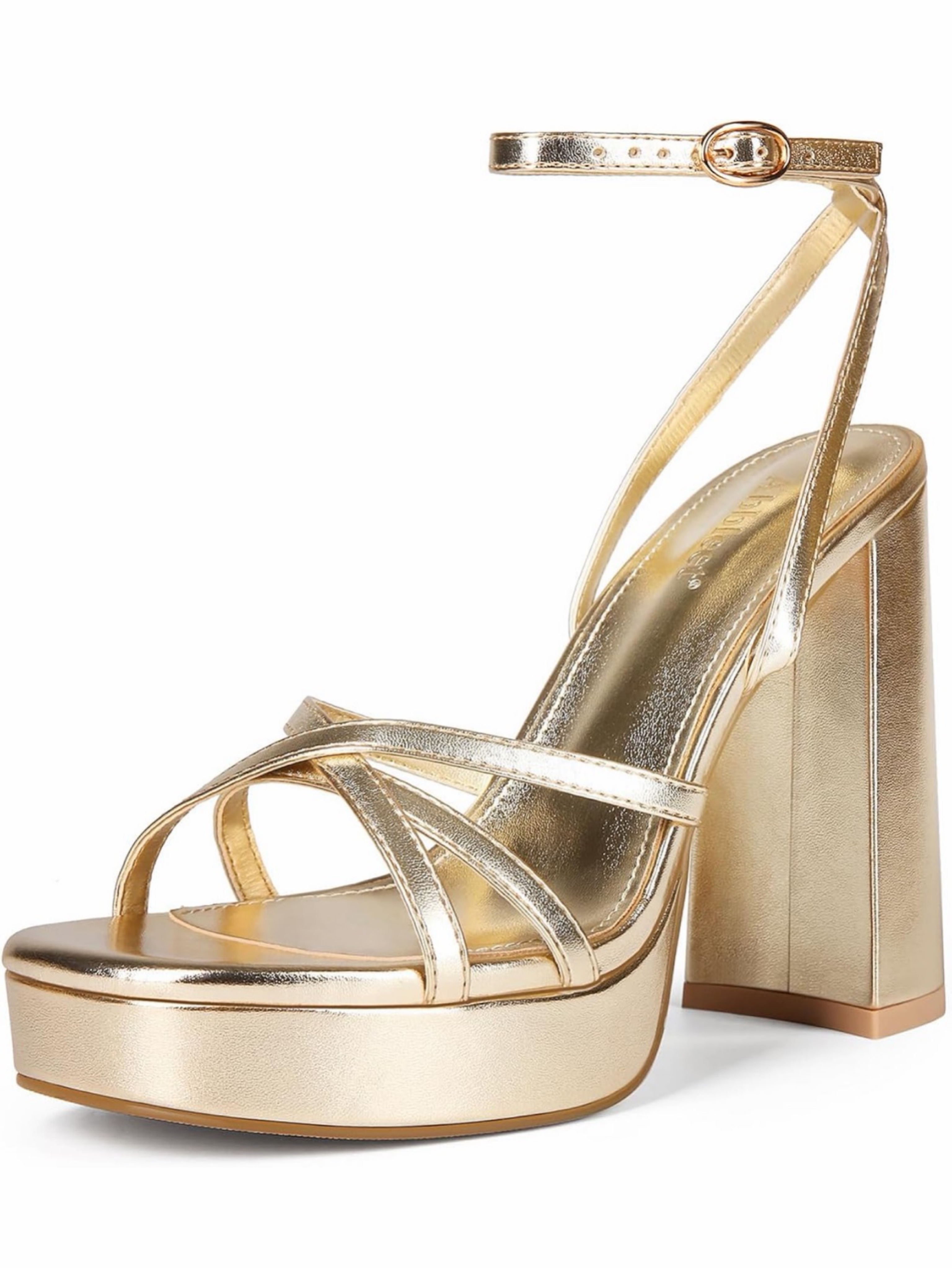 Gold Metallic Strappy Platform Heels