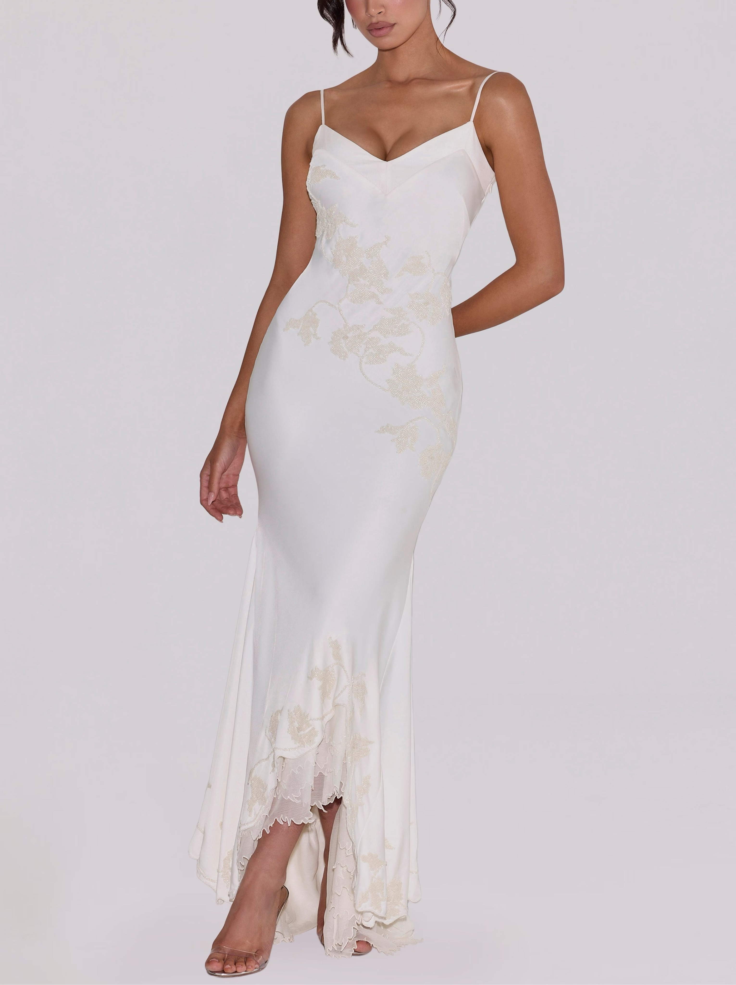 chiffon dress pants Silver Fully Sequined Wide Leg – RAISA VANESSA INT Backless Blue Tiered Floral Face Forward International Size:L Maternity up over your swimwear