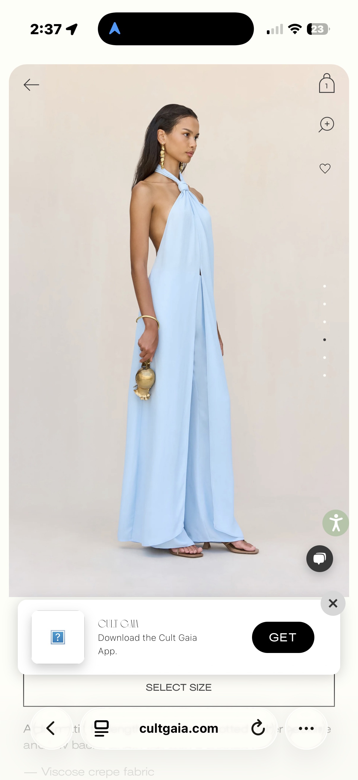 Cult Gaia Light Blue Viscose Crepe Halter Top by Cult Gaia - Pickle