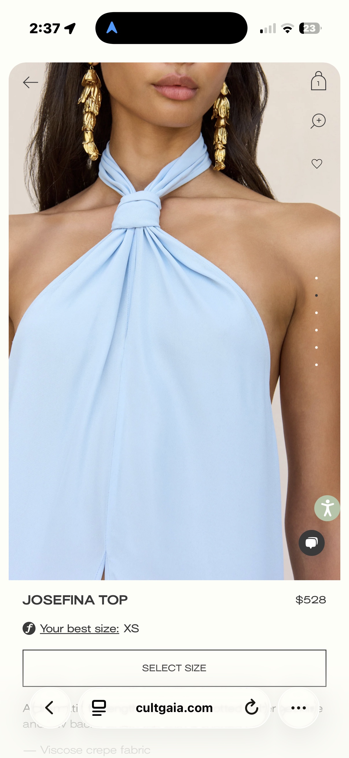 Cult Gaia Light Blue Viscose Crepe Halter Top by Cult Gaia - Pickle