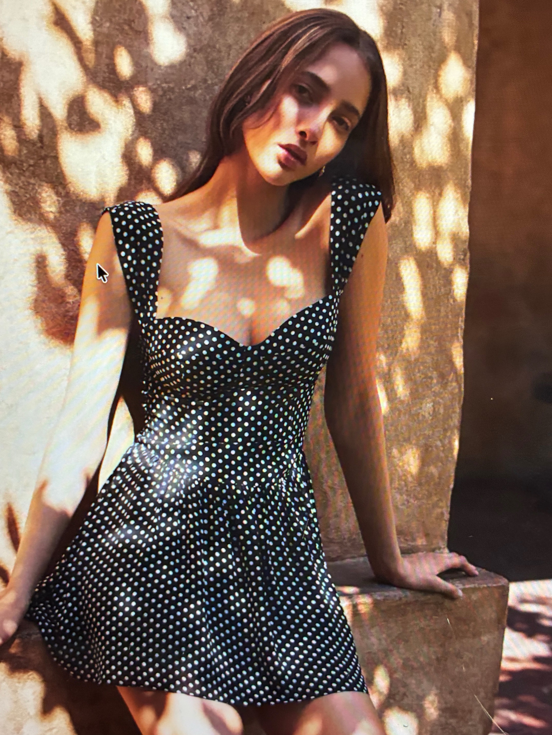 reformation black dress White Polka Dot Mini by Reformation Long sleeve Size:us-10 xx_retn2Oct25 Ta3 Corsety Off Shoulder It Has Double Puff