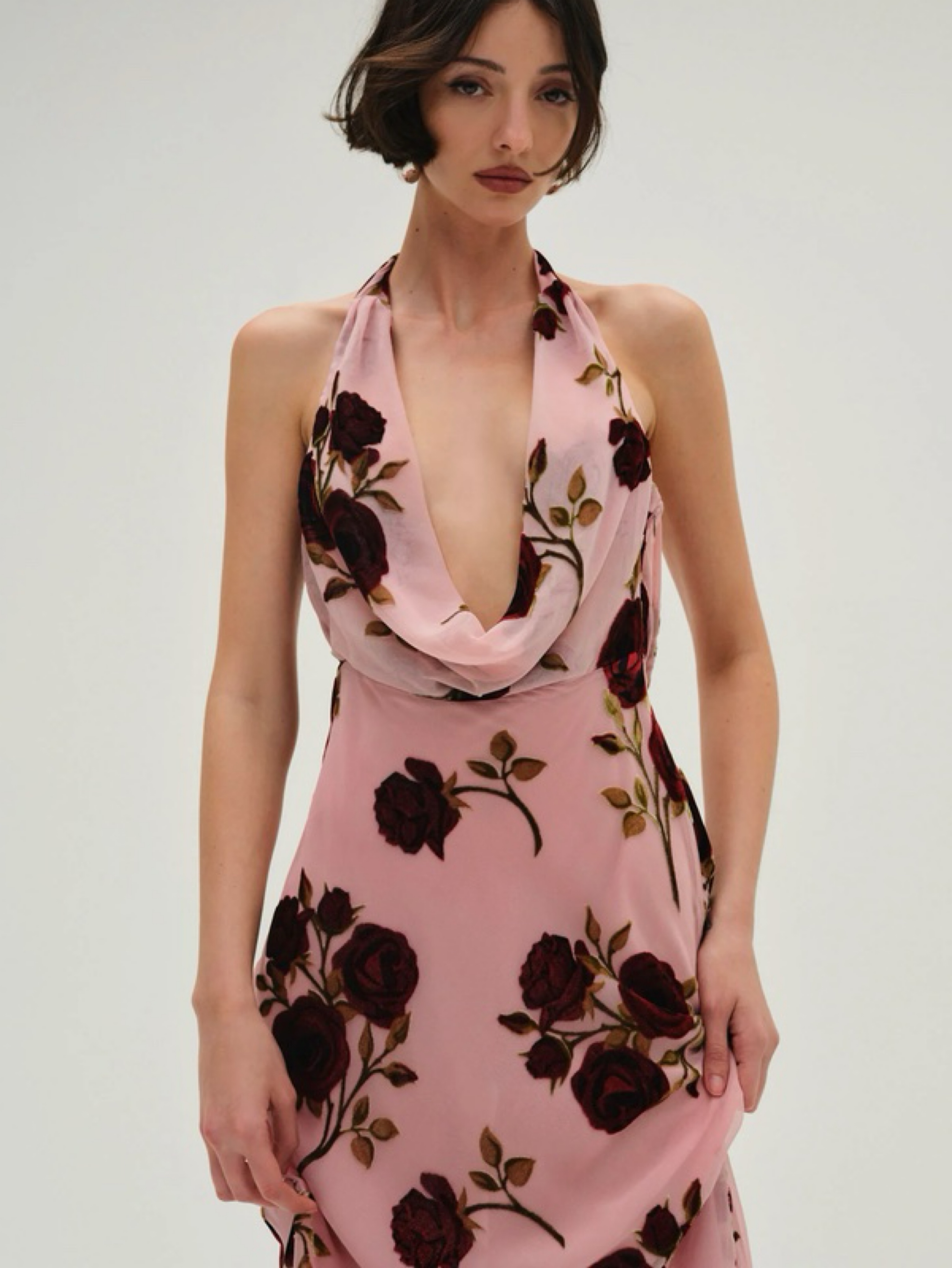 for love & lemons rose velvet halter maxi dress For Love & Lemons Rose Velvet Halter Maxi Dress
