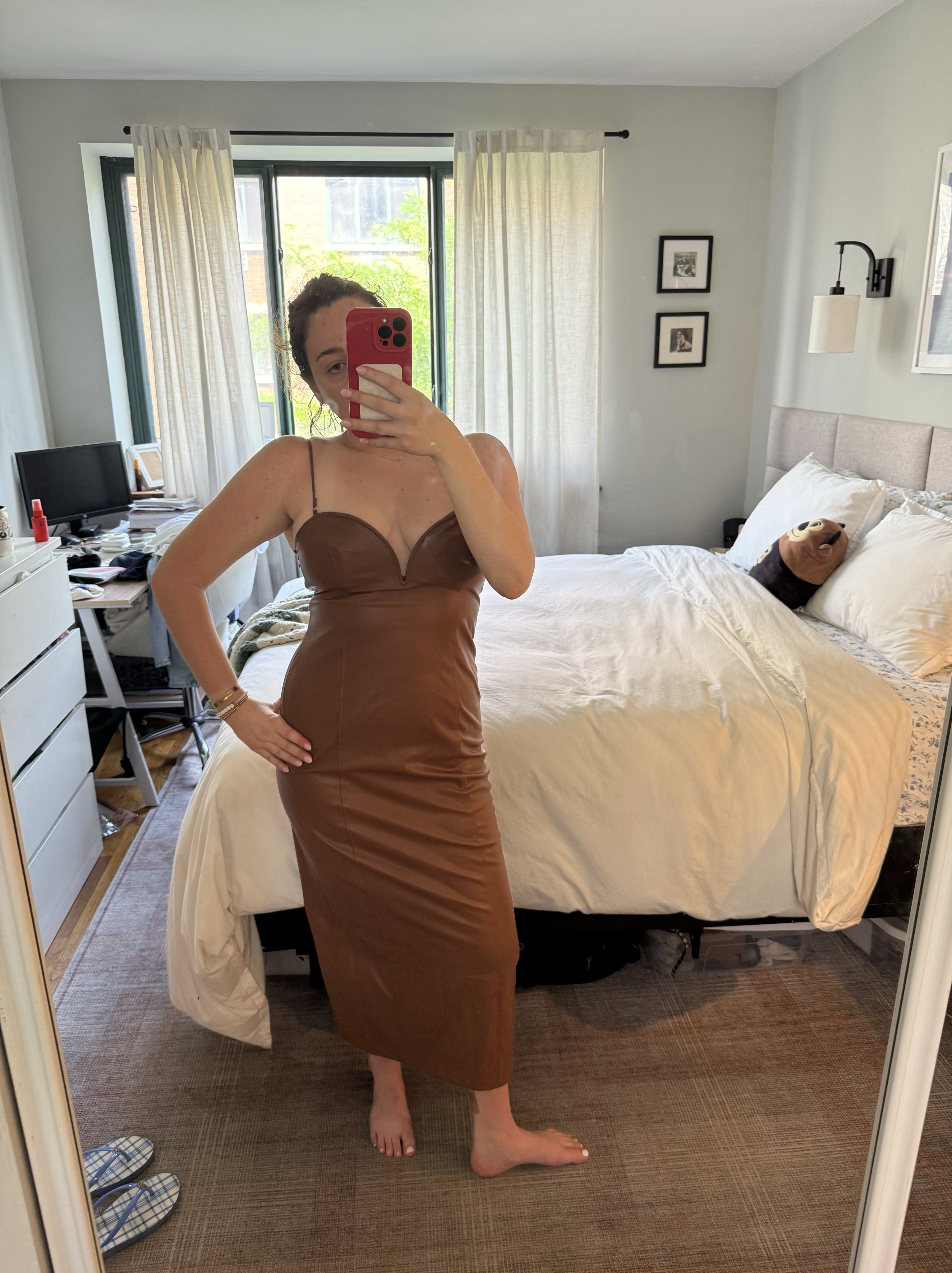 Zara Brown Faux Brown Leather Maxi Dress by Zara - Pickle