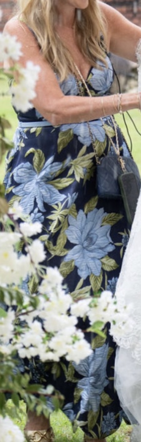 Neiman Marcus Navy Floral A-Line Midi Dress by Aidan Mattox - Pickle