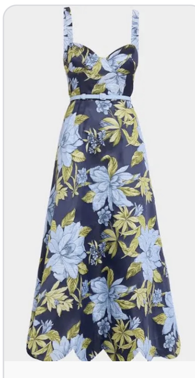 Neiman Marcus Navy Floral A-Line Midi Dress by Aidan Mattox - Pickle Neiman Marcus Navy Floral A-Line Midi Dress by Aidan Mattox - Pickle