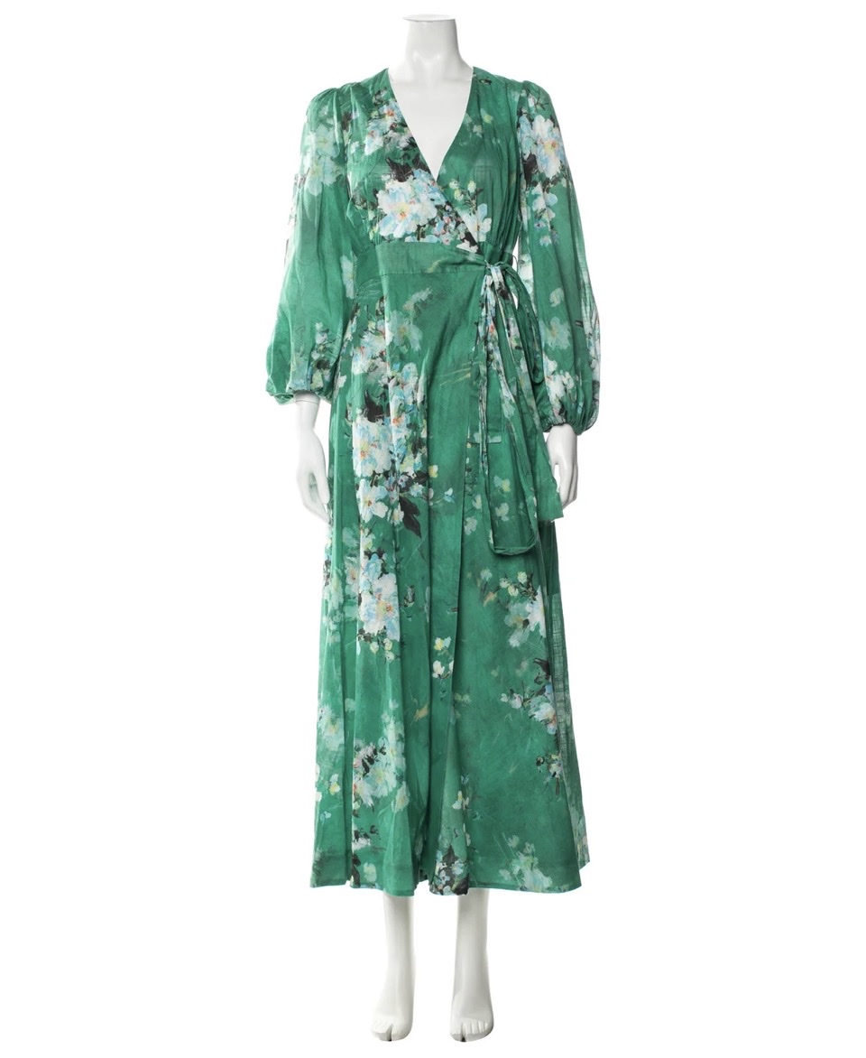 zimmermann wrap dress green Zimmermann Green Silk Wrap Midi Dress Size 1 0-5