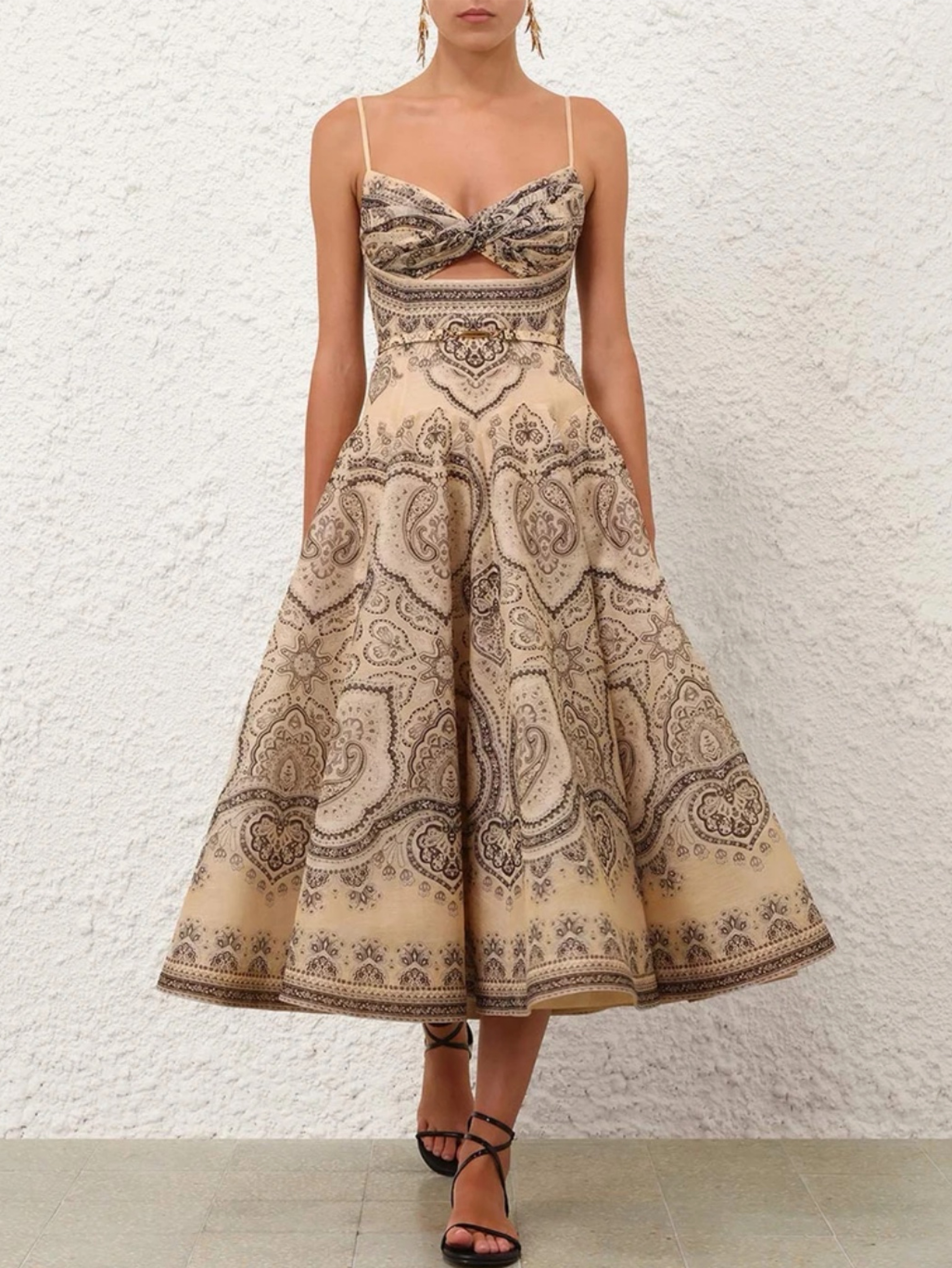 zimmerman midi dress Zimmermann Modest Midi Dress with Lace in Sky Blue