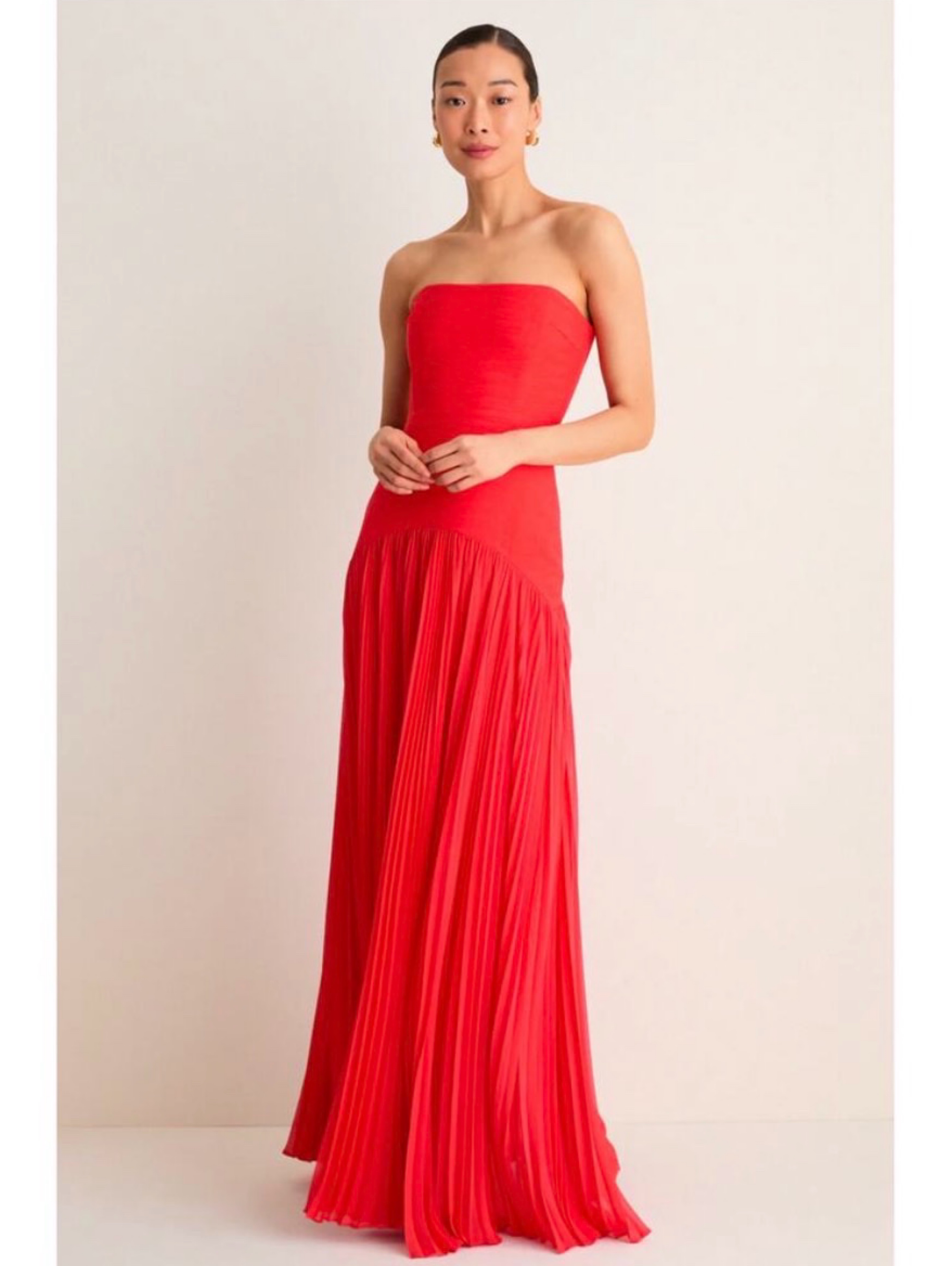 Alexis Sunniva Dress Red Pleated Strapless Maxi Dress