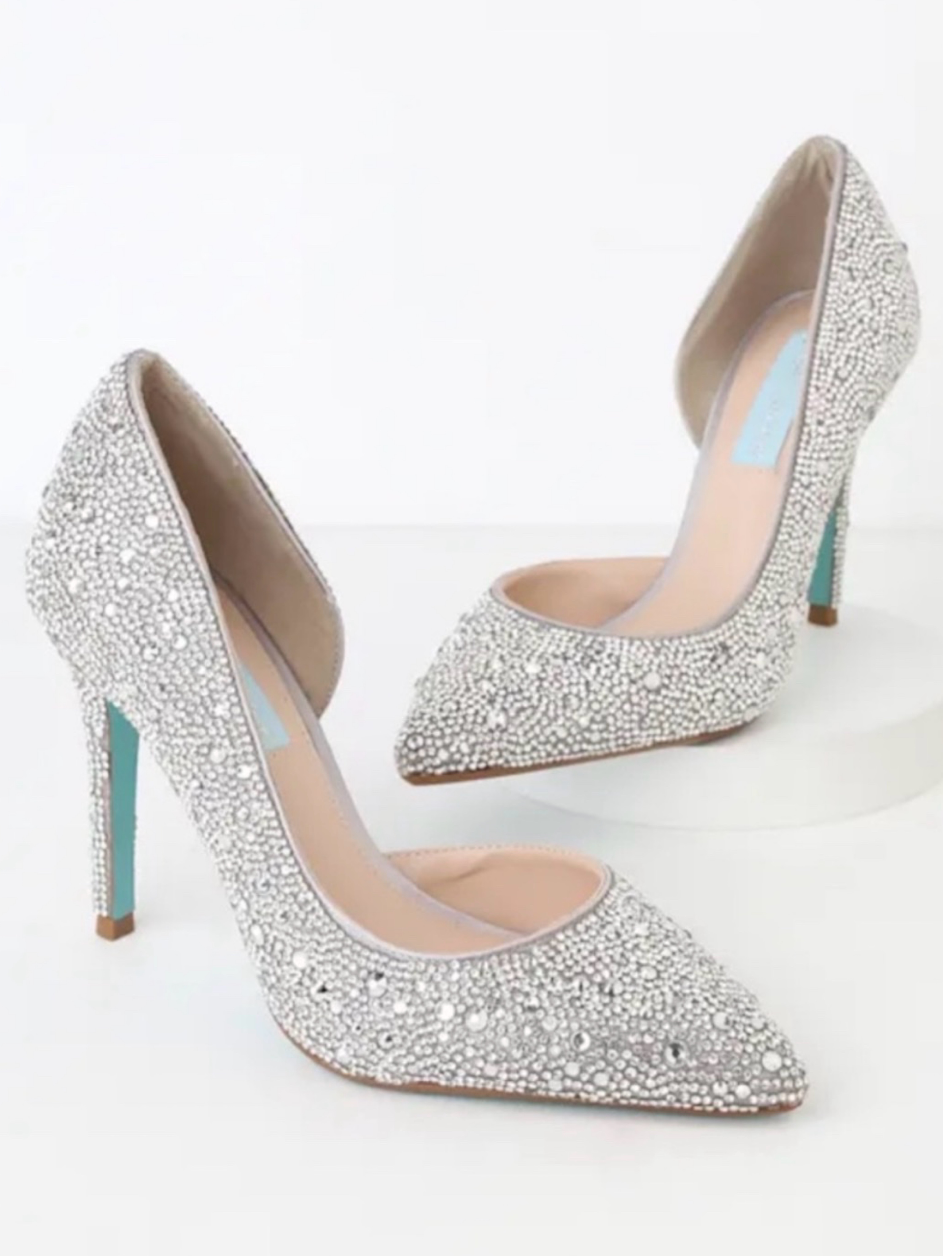 Betsey Johnson Silver Rhinestone Embellished Pointed Toe Heels