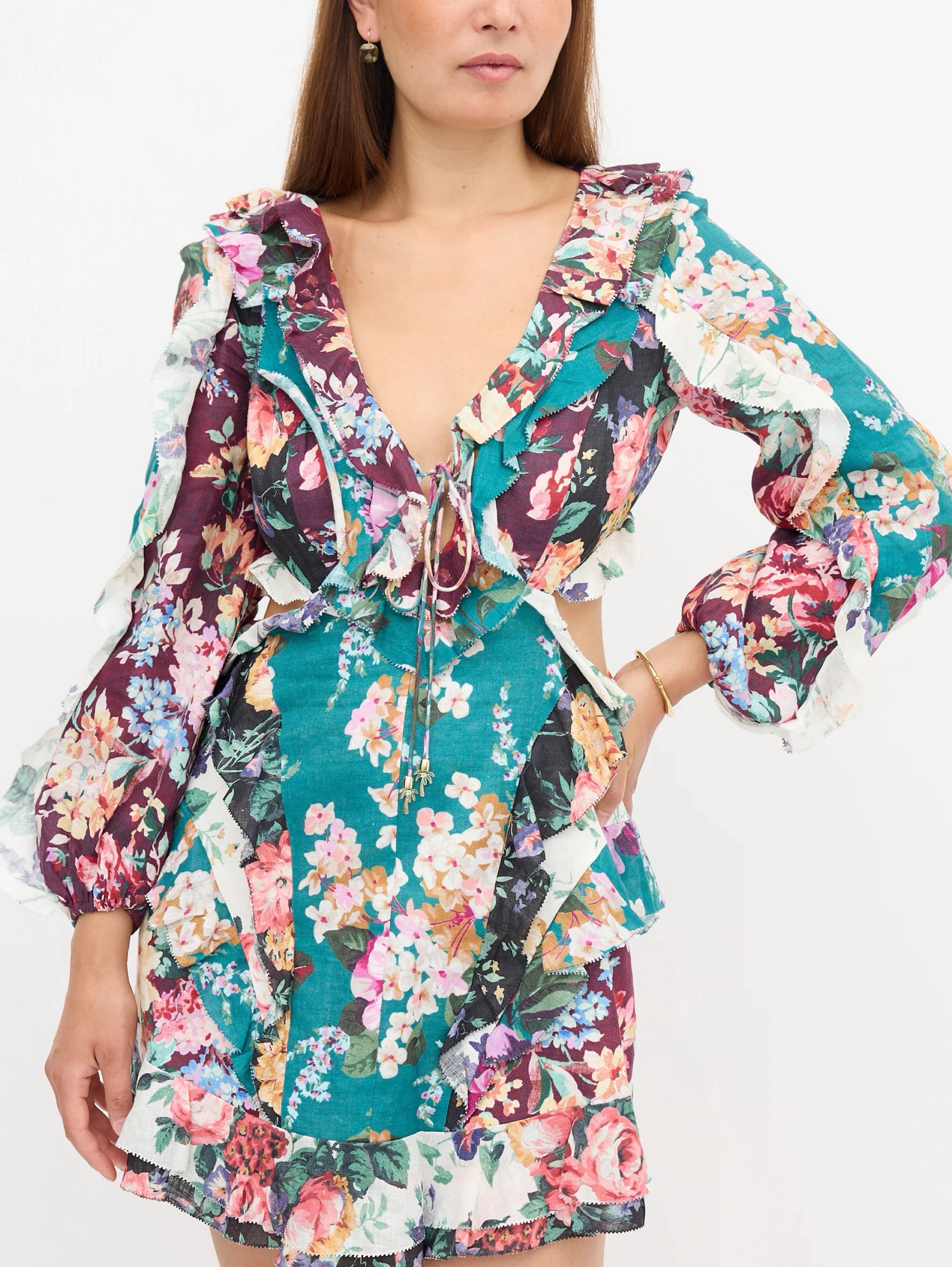 zimmermann floral mini dress NWOT $1,150 Zimmermann Wonderland Silk Linen Elka Poppy Floral Mini Dress  AU3 L