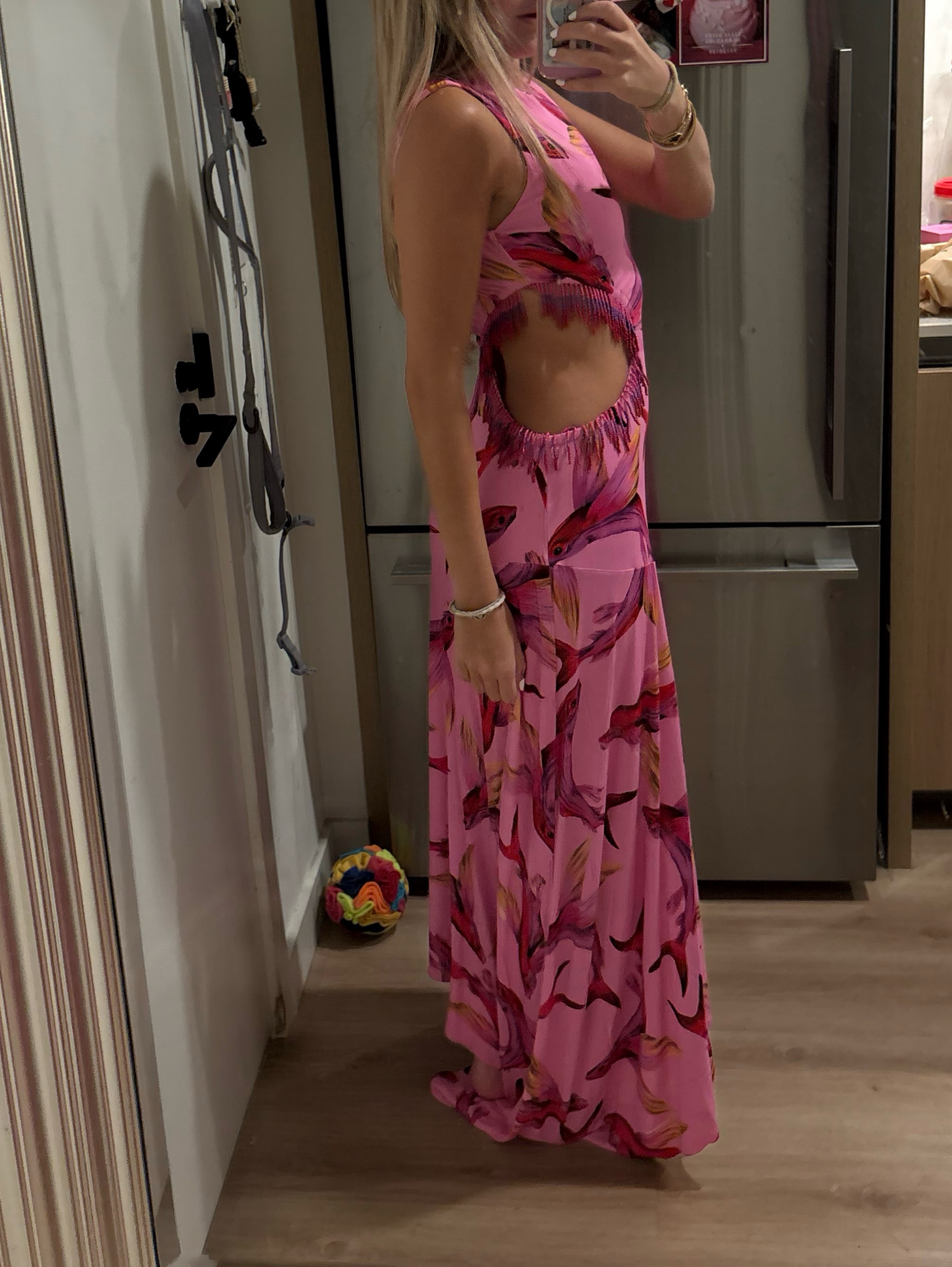 farm rio pink and red dress FARM RIO Beach Forest printed LENZING ECOVERO maxi dress