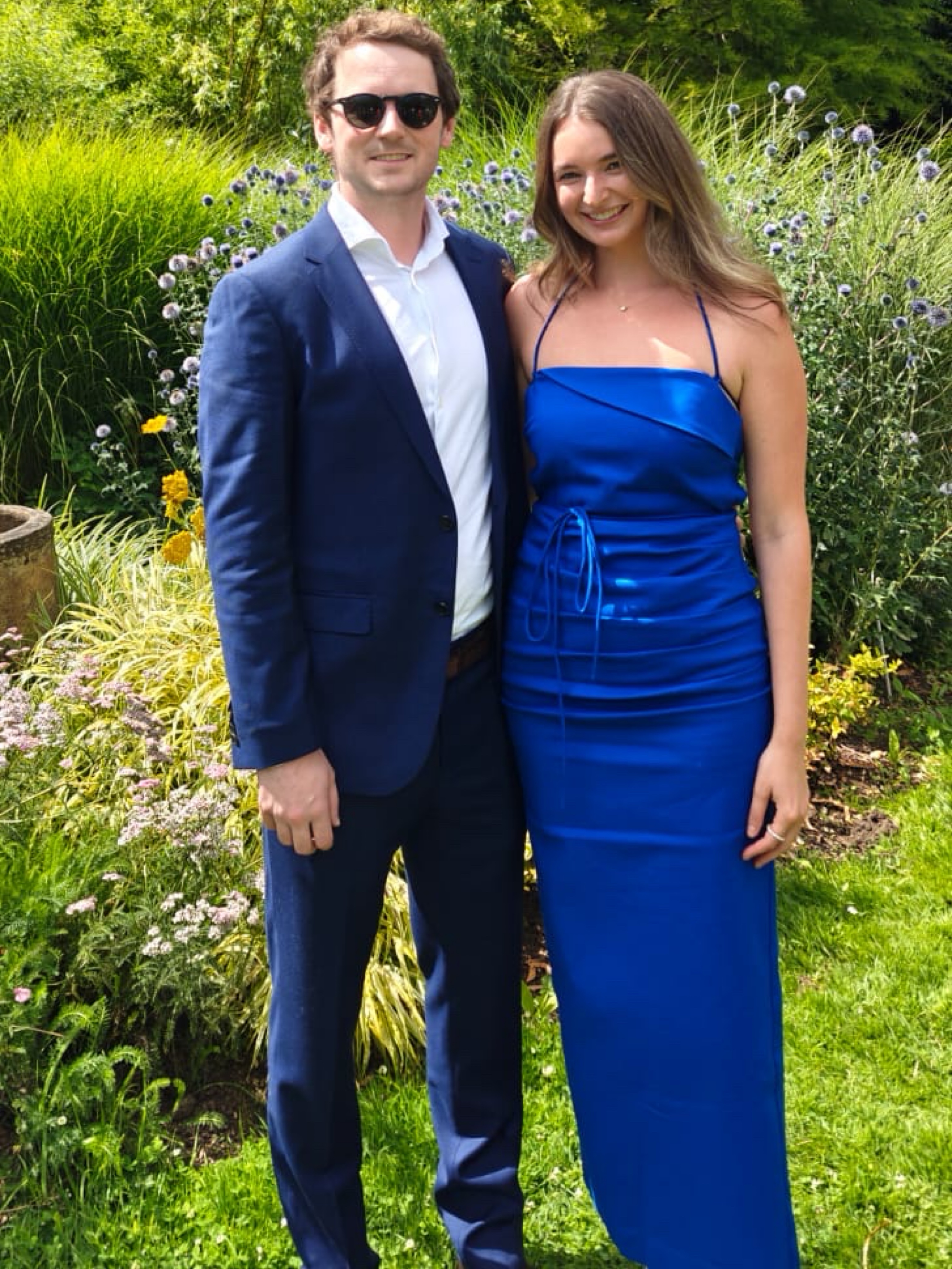 joy blue dress La Lune Bias Slip Dress