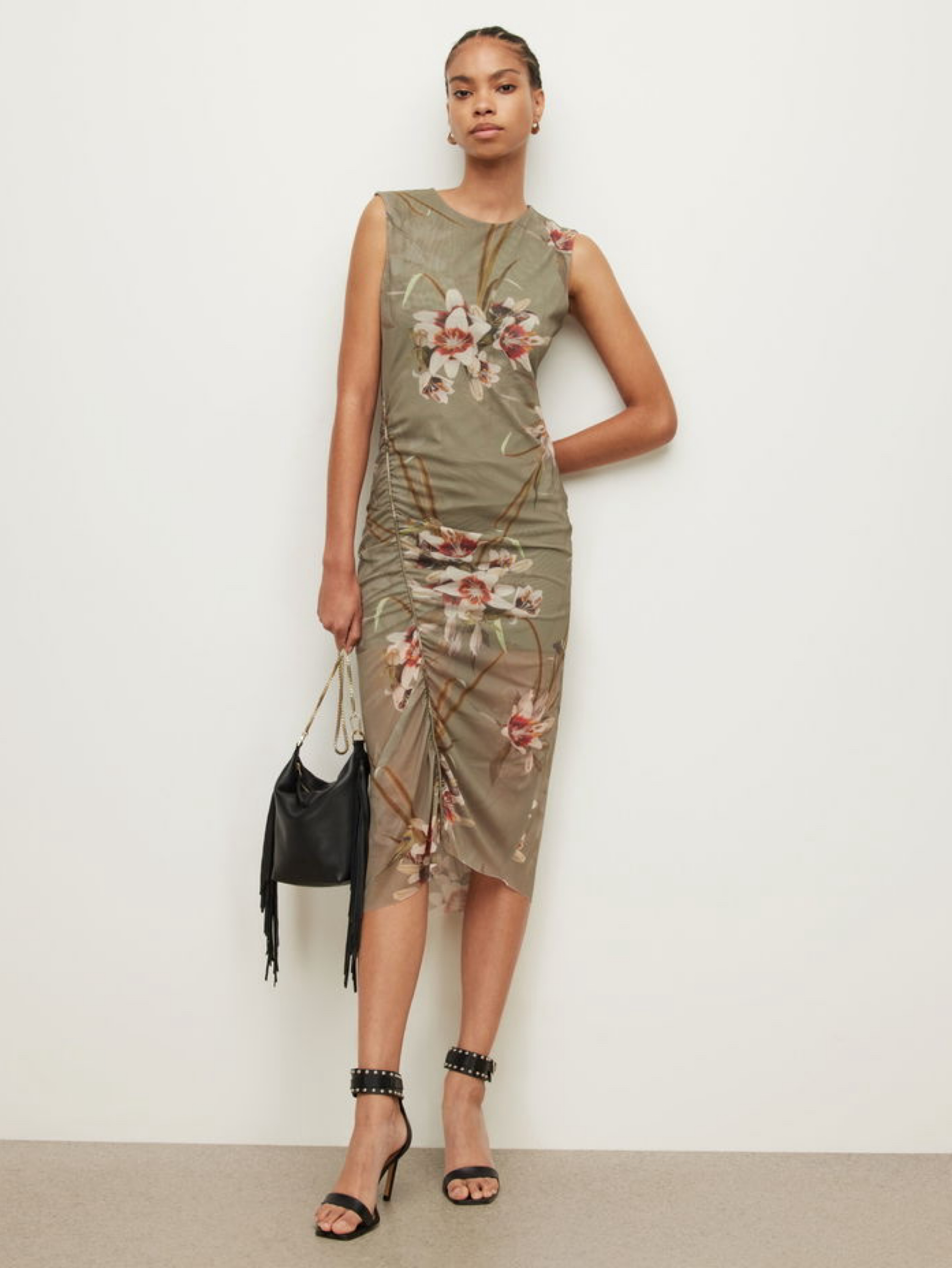 all saints green floral dress Allsaints Rhys Amanzi Green Floral Puff Sleeve Short Floral Dress 6