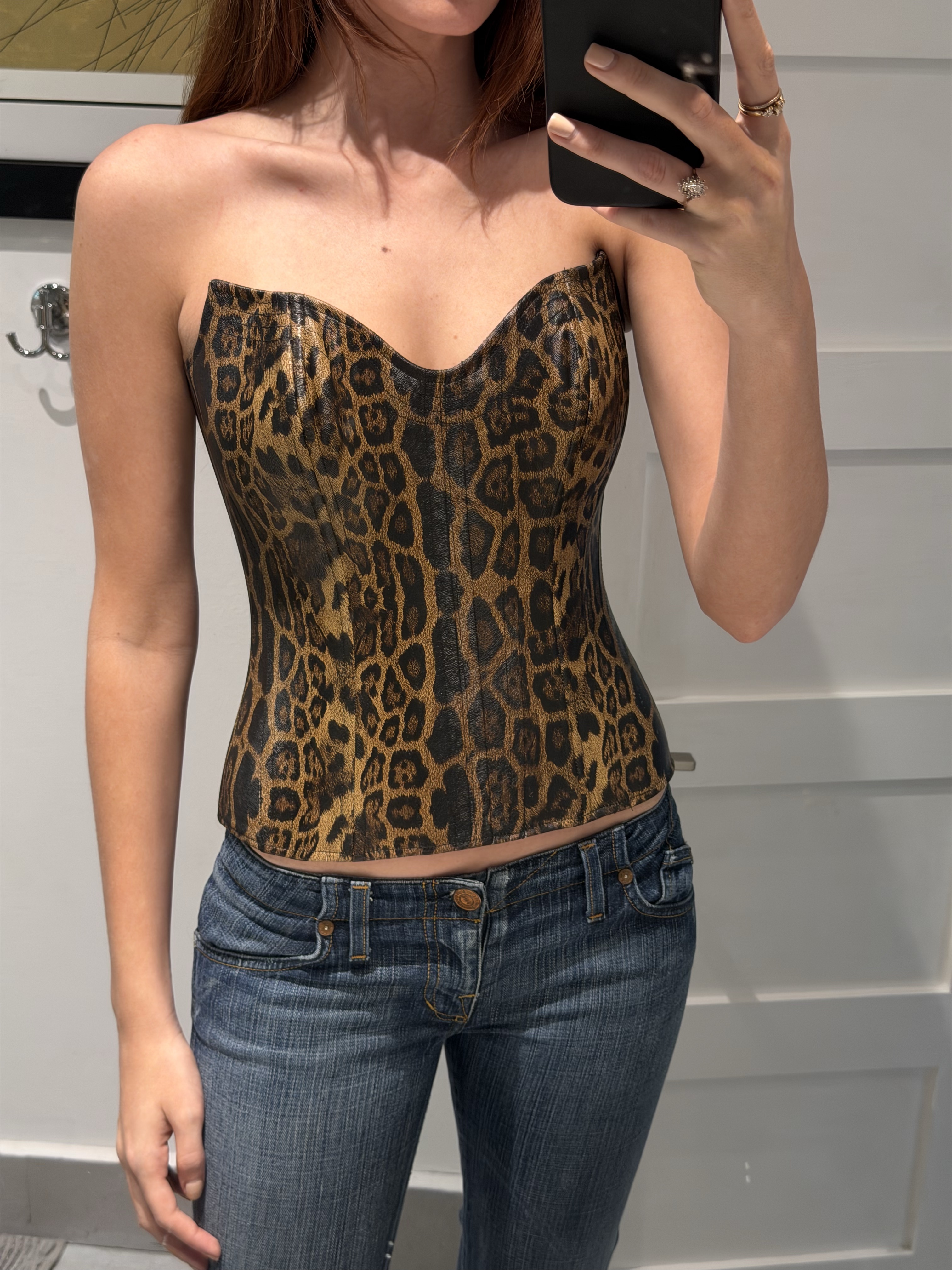 Pleather Leopard Corset
