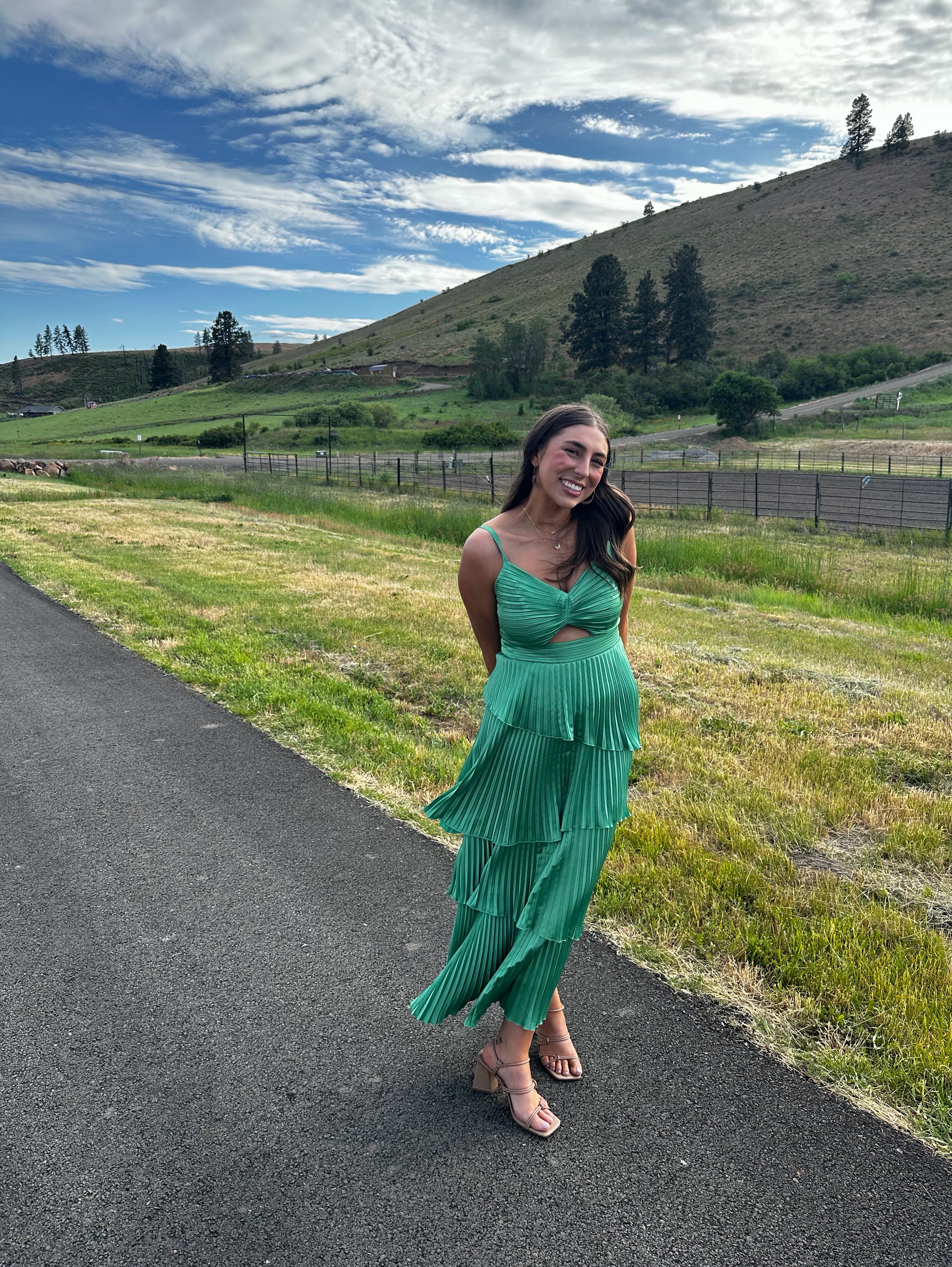 Abercrombie & Fitch Giselle Pleated Tiered Maxi Dress