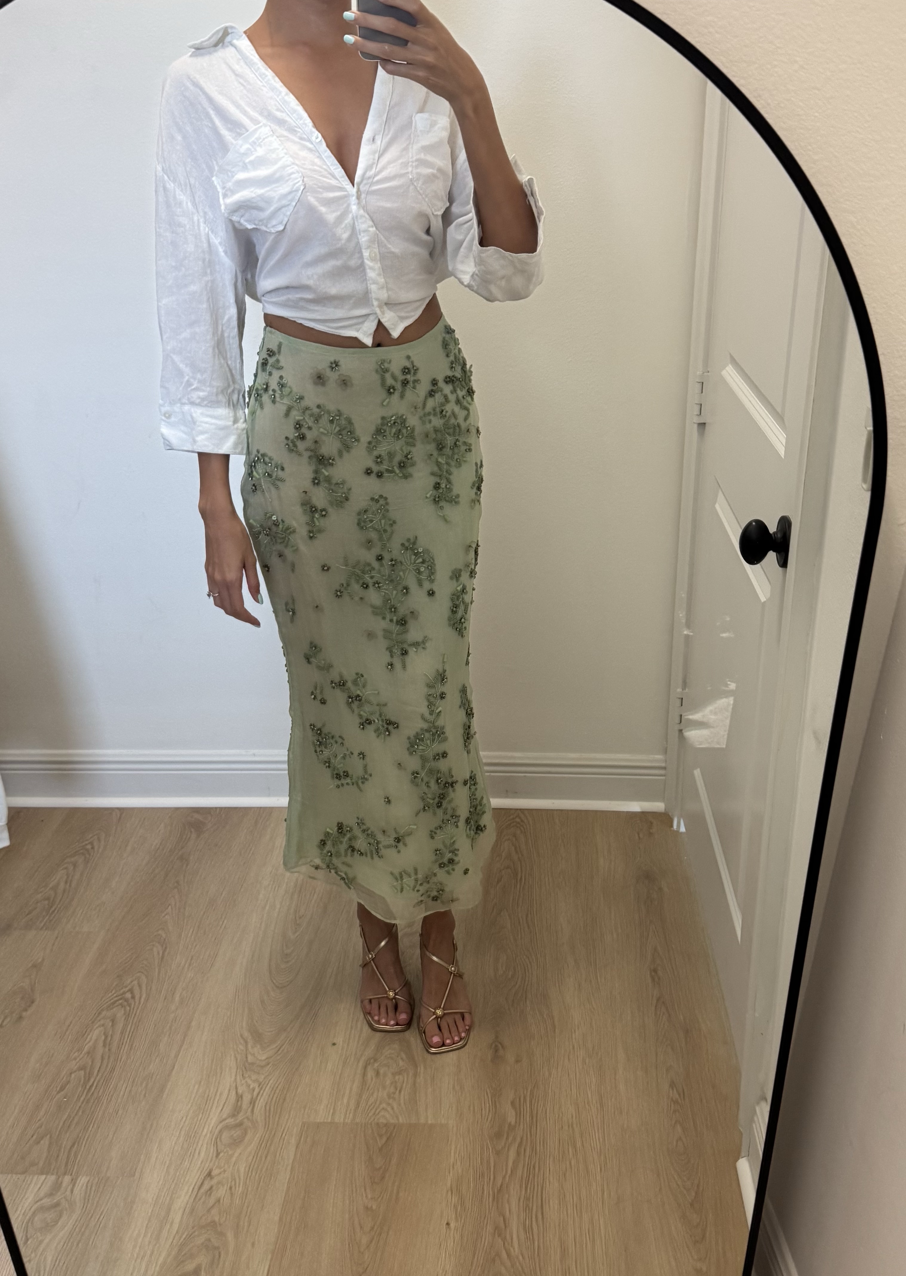 Cult Gaia Sai Beaded Silk Maxi Skirt