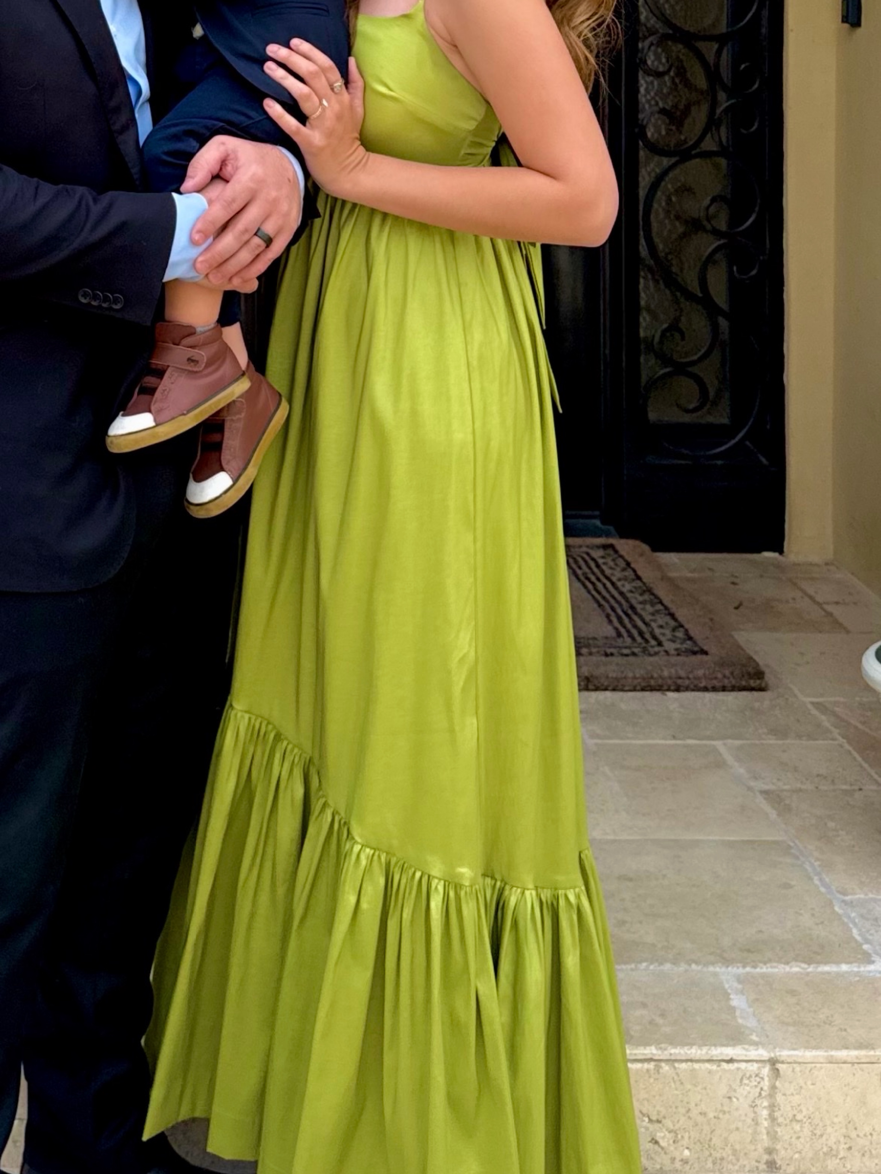 lime green tiered dress Lime Green Tiered Dress Shirred flexible broad band, Gathered, Summer
