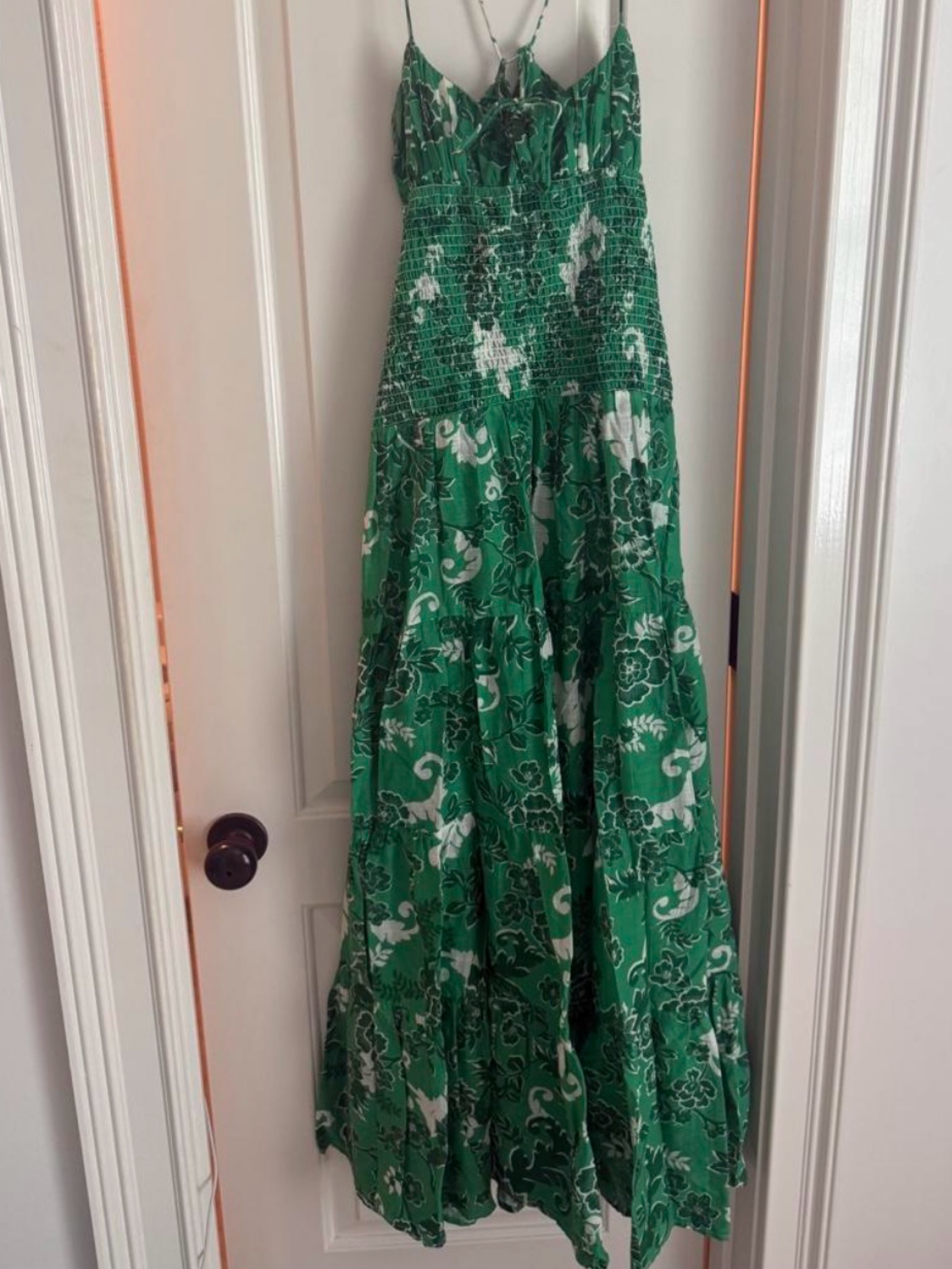 green floral anthropologie dress Ruffled Floral Maxi Dress