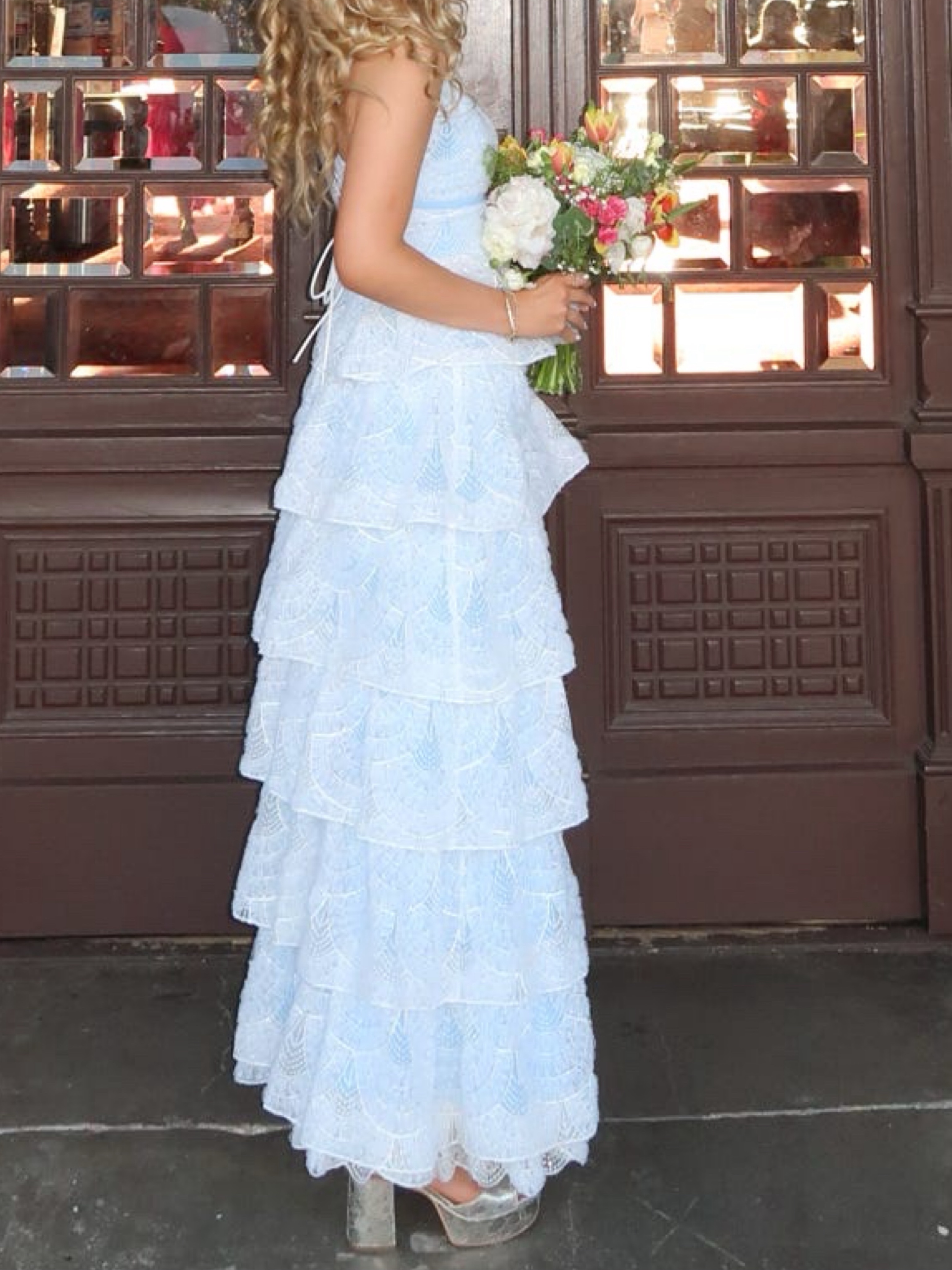 light blue tiered maxi dress Carried Away Maxi Dress