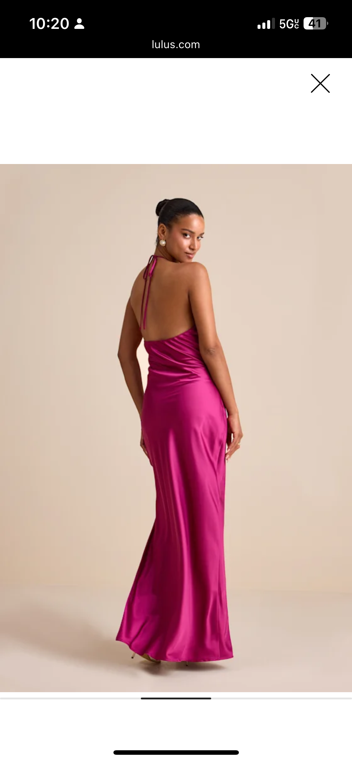 Magenta halter backless silk satin long dress wedding guest by Lulus -  Pickle