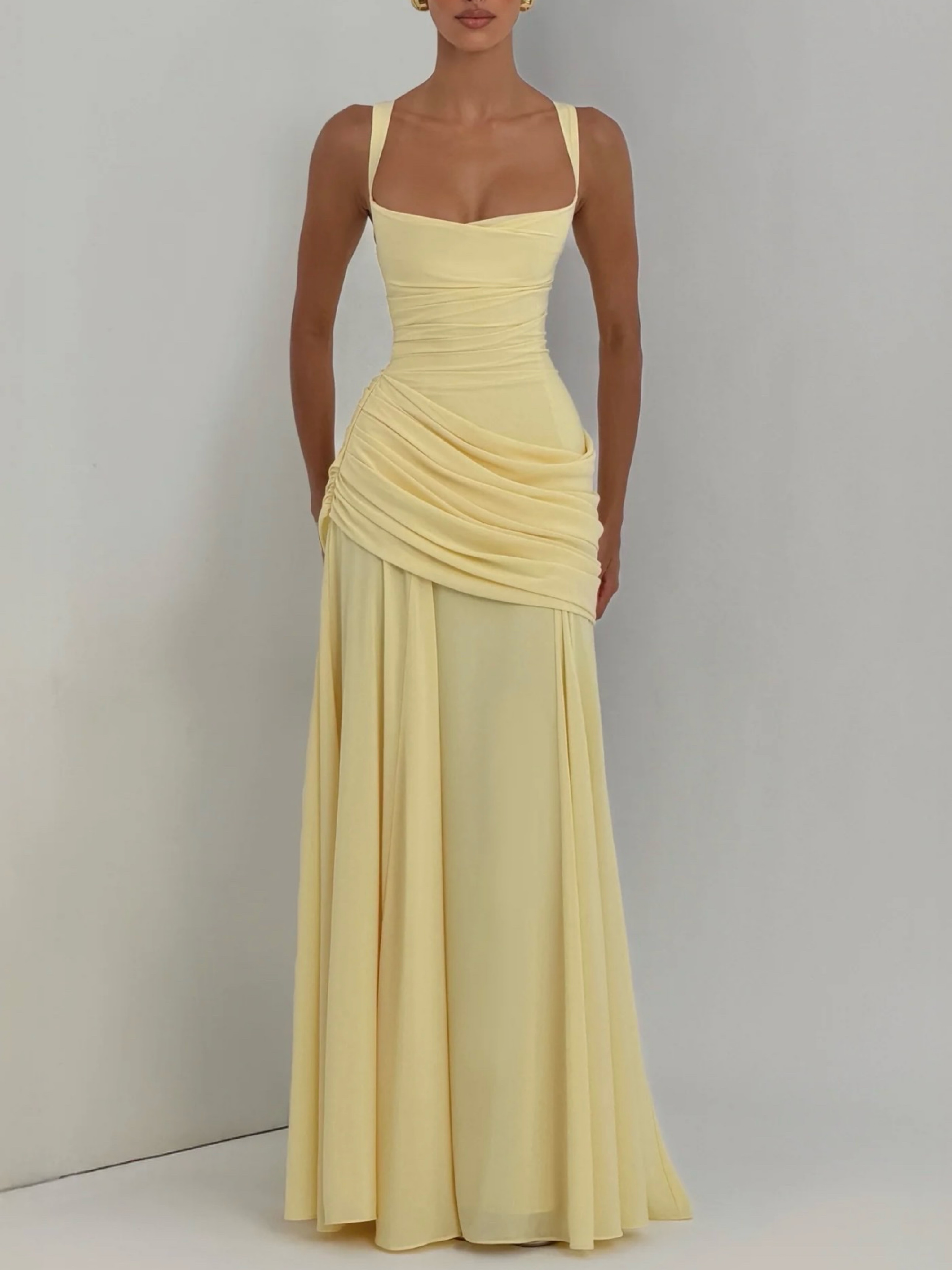 Lemon yellow maxi dress