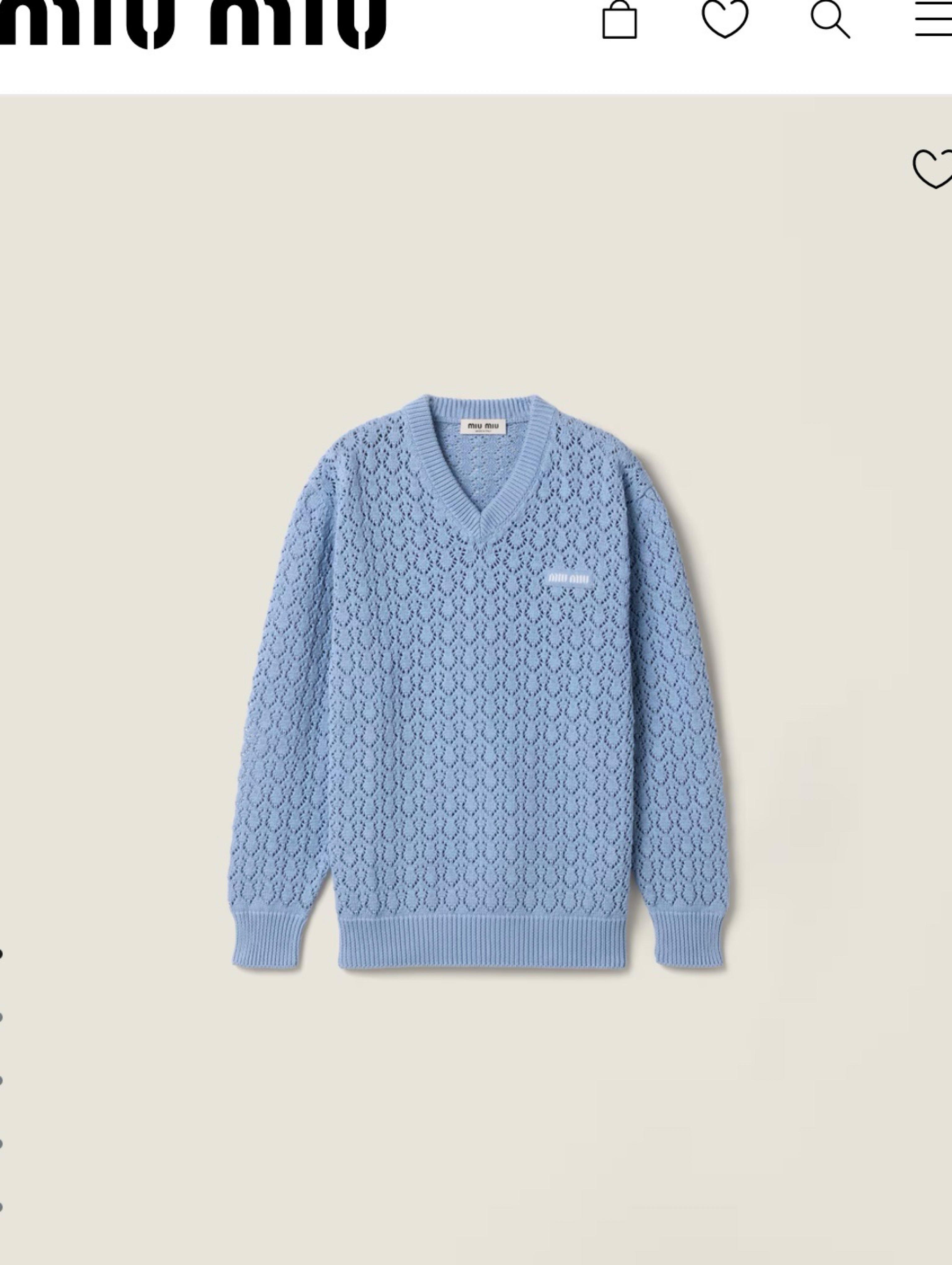 Miu Miu Cotton V neck by Miu Miu - Pickle