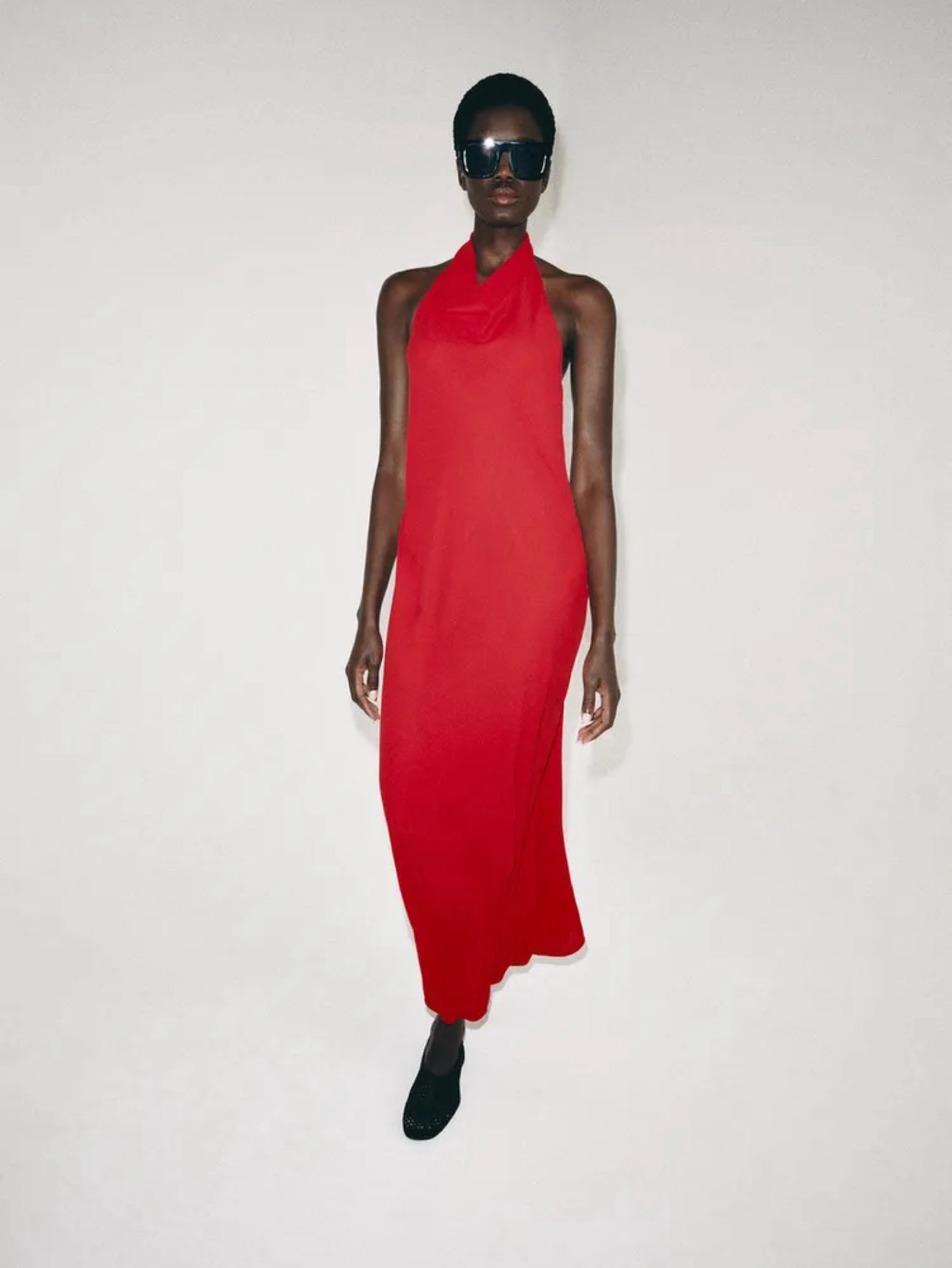 red halter backless dress Norma Kamali Red Halter Backless Maxi Dress by Norma Kamali
