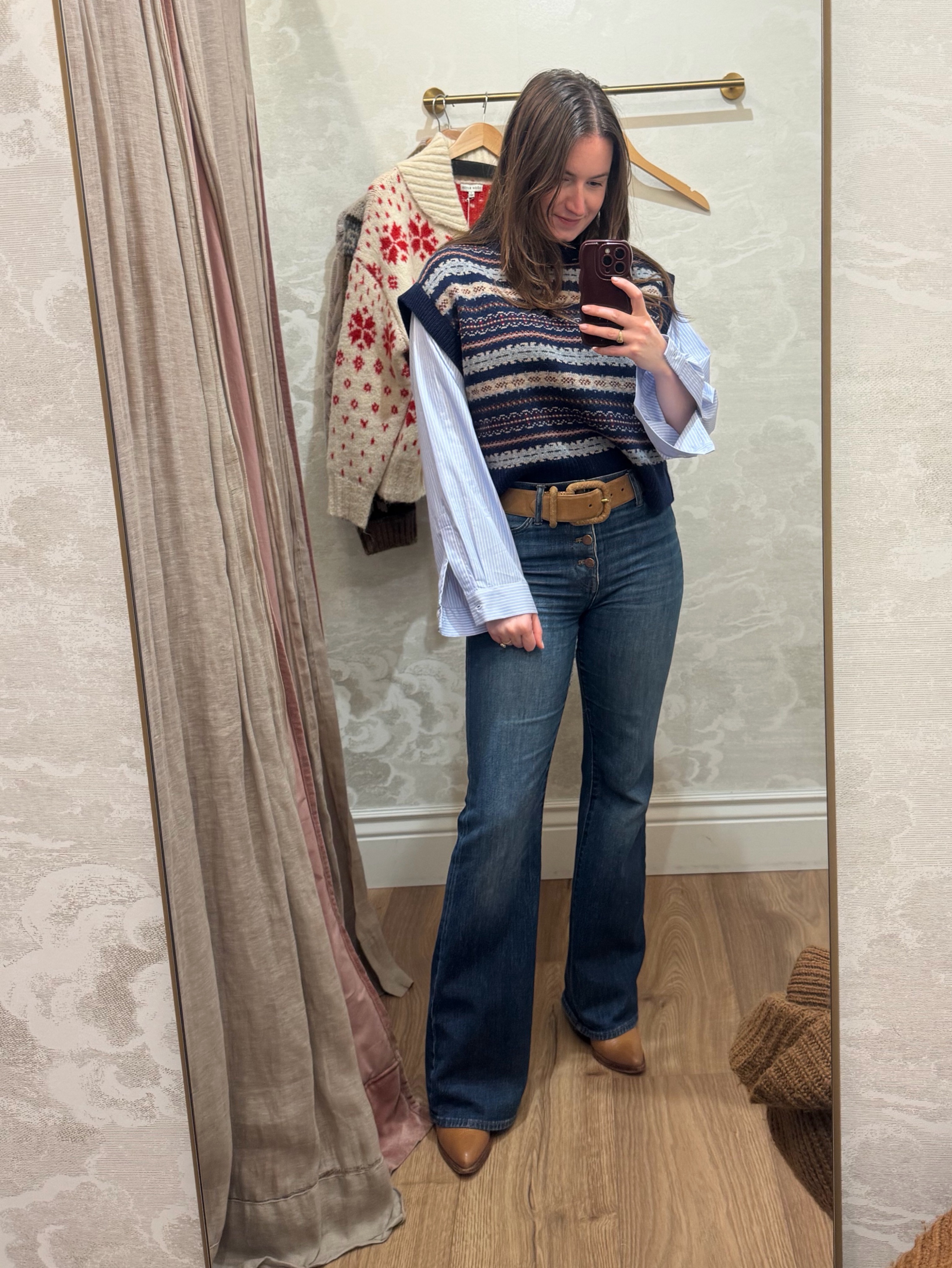 SEA New York Ciara Navy Fair Isle Knit Sweater