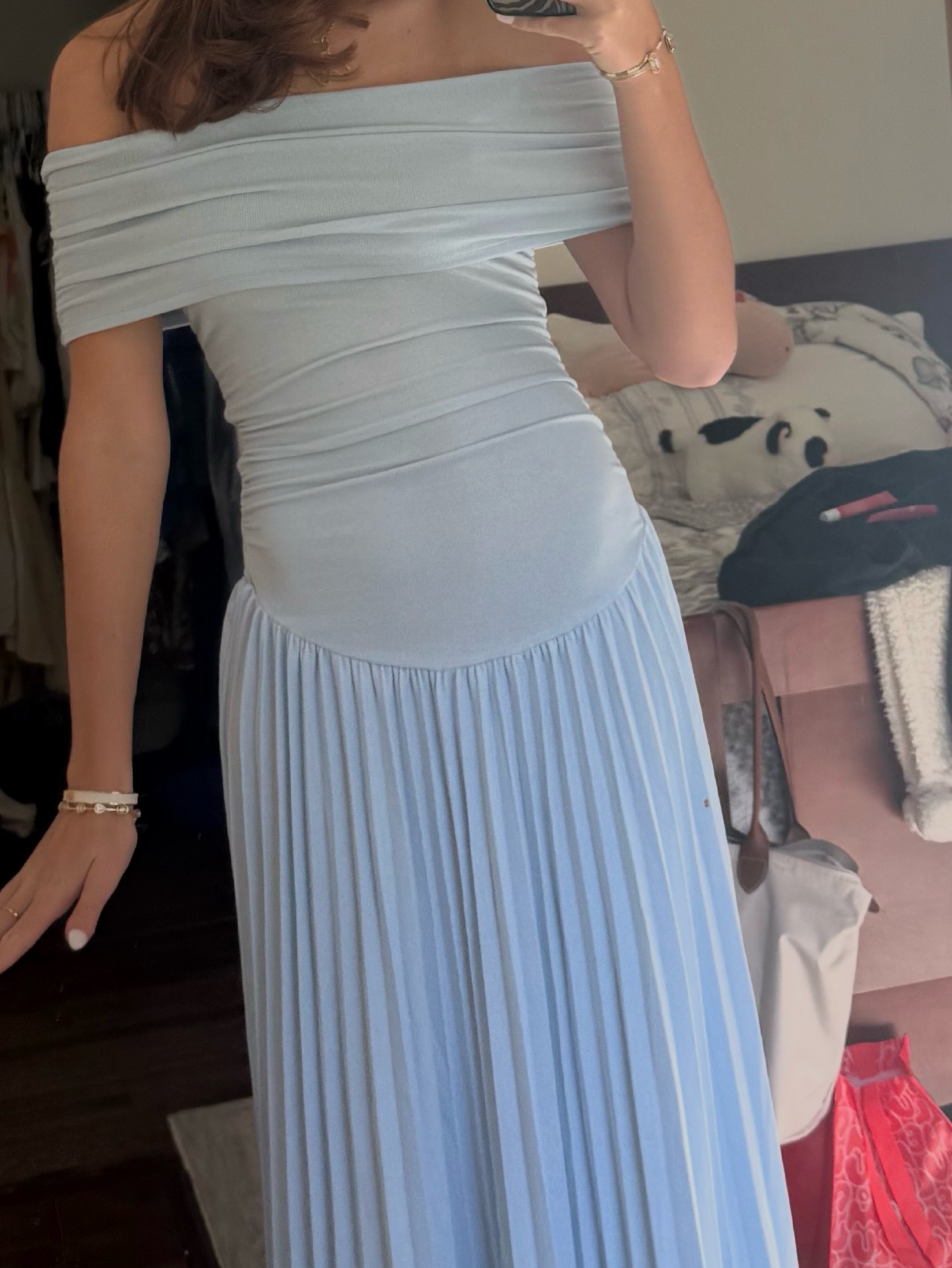 blue dress with shells Shell Embellished Midi Dress-Blue Multi Size:9 US / 41 EU flattering cinched waist and LISTEDjunTWO2026 Hepburn style little black