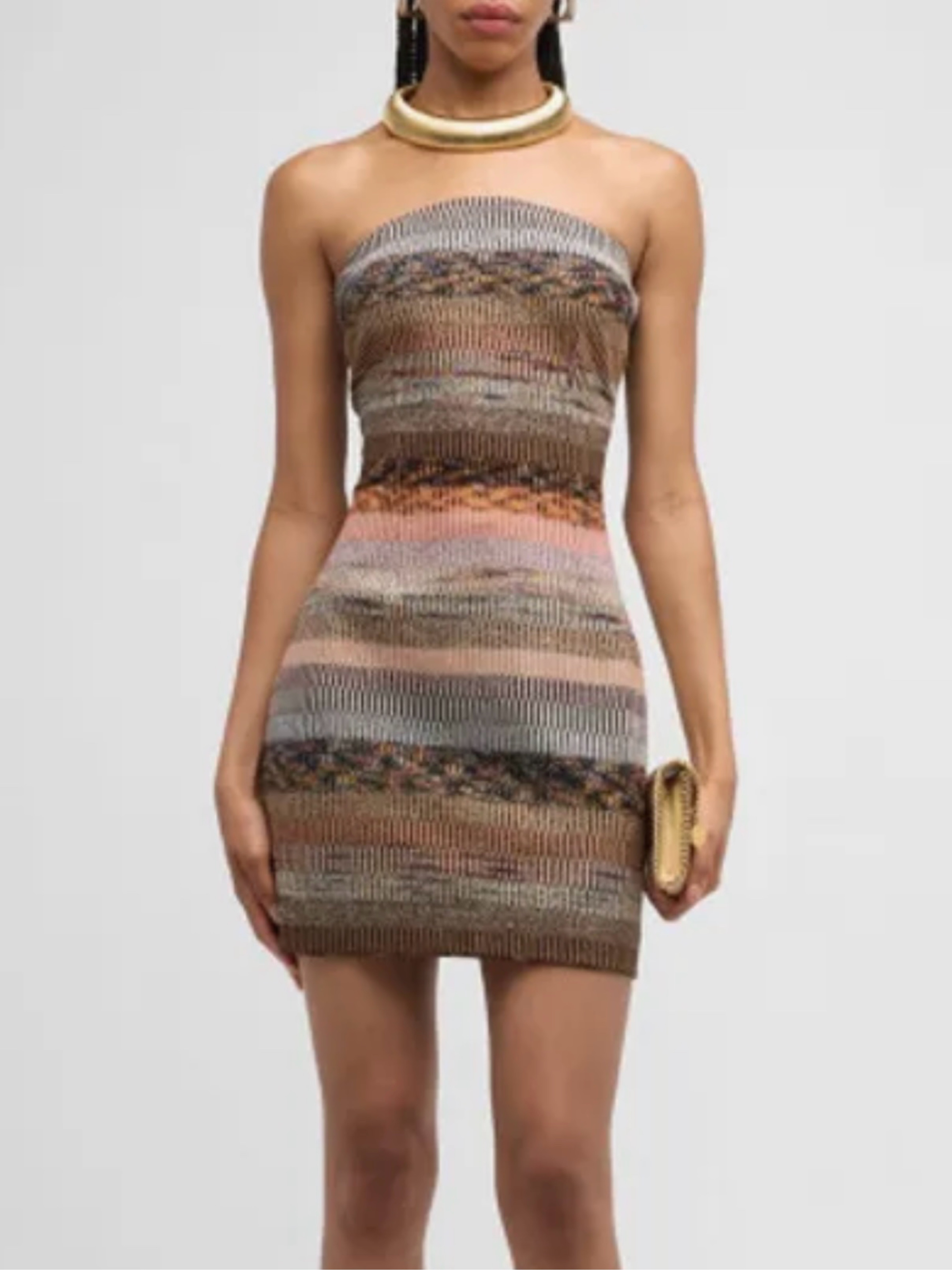missoni strapless dress striped crochet-knit mini - blue Missoni - Viscose Chevron Snake-Pattern