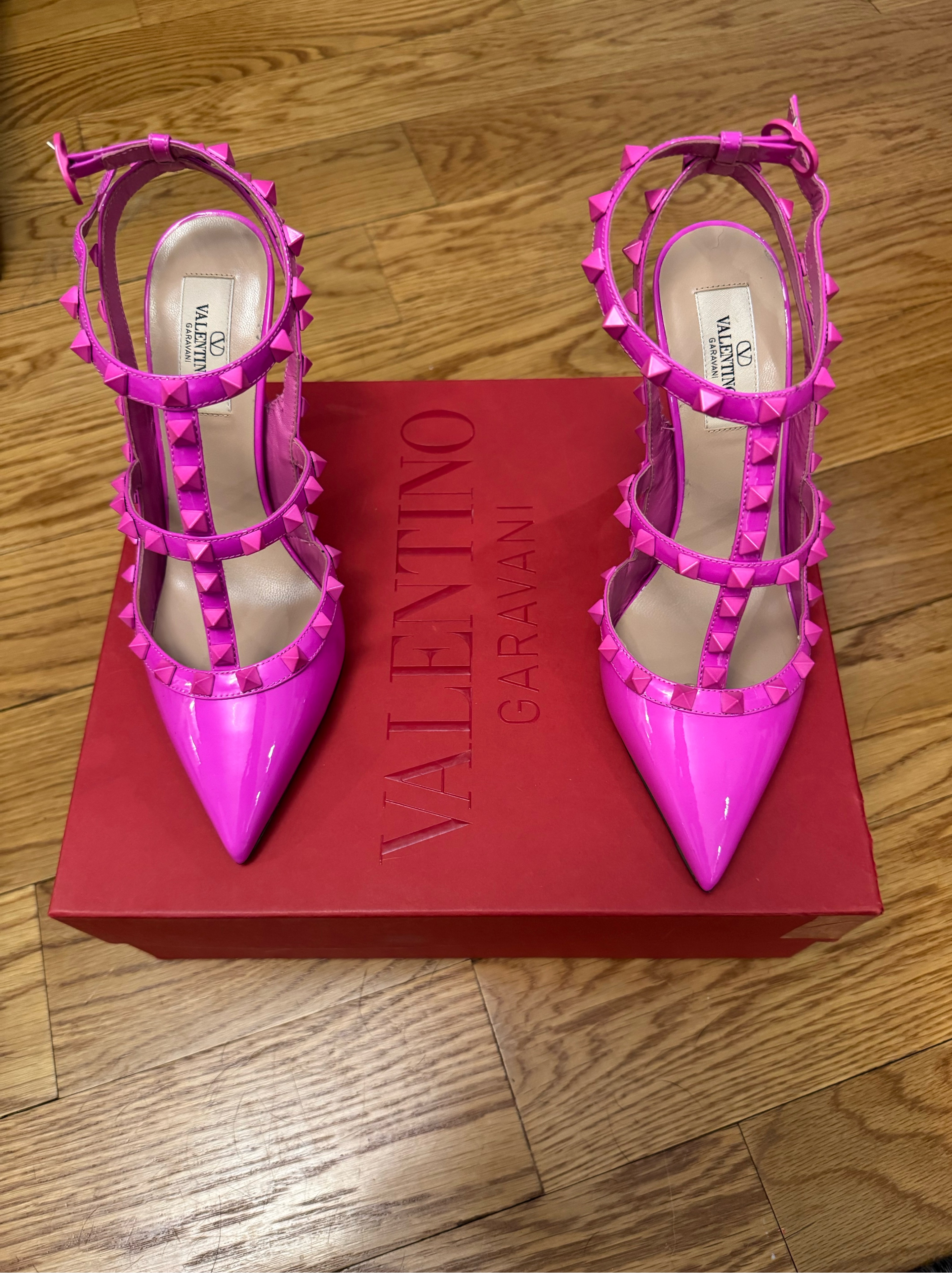 Valentino Garavani Hot Pink Studded Heels