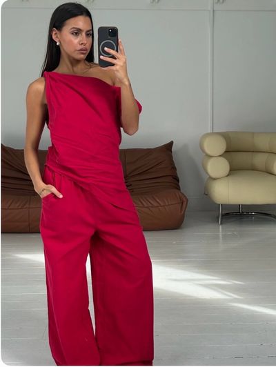 Red One-Shoulder Set by Bronze Snake | Pickle