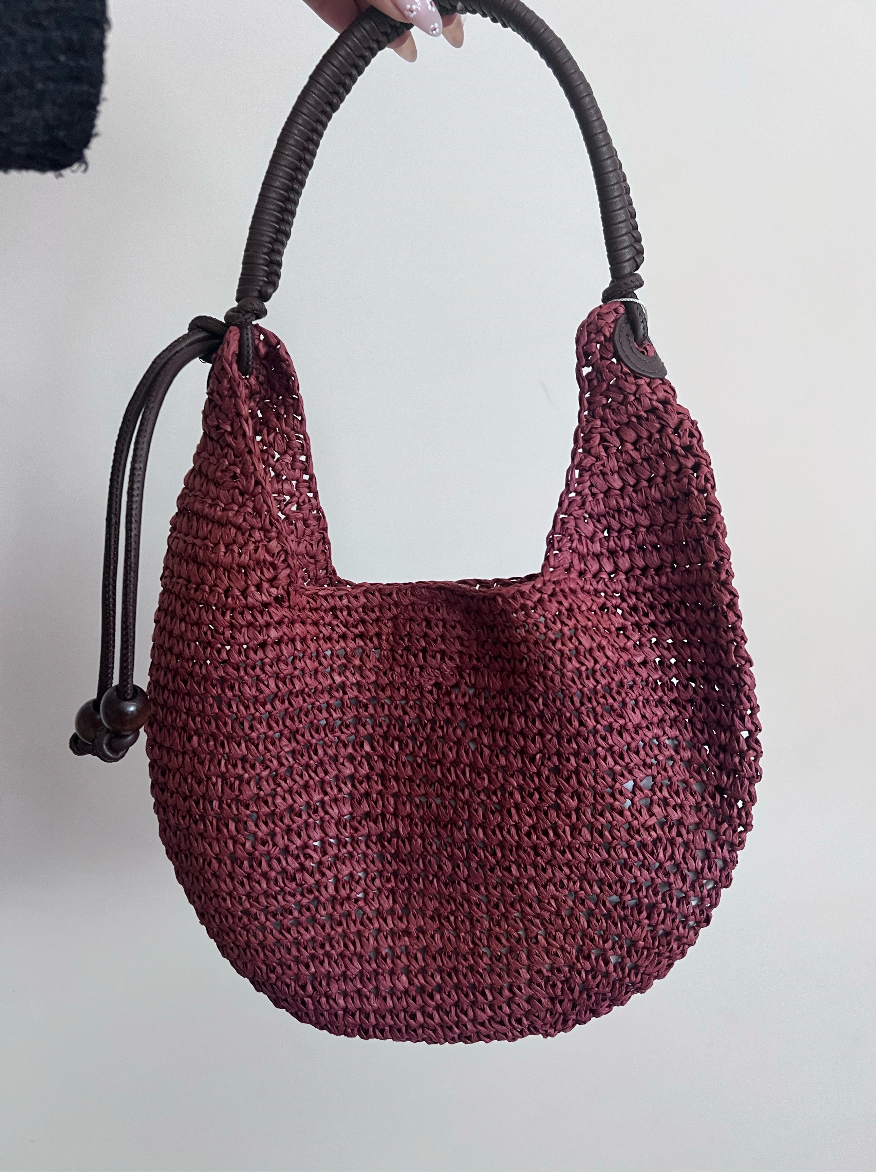Haute Hippie | “Chocolate Raisin” Burgundy Crochet Hobo Bag