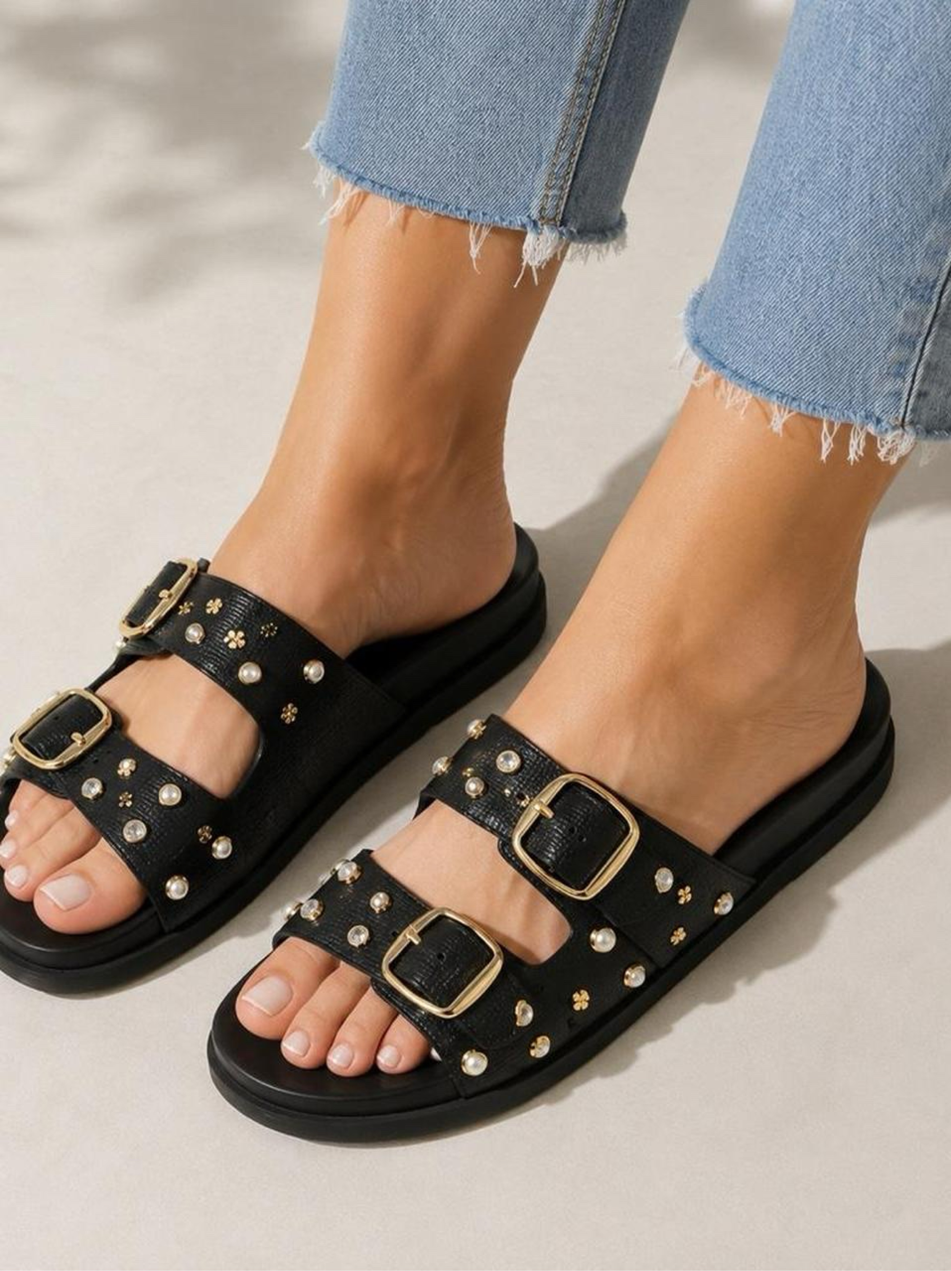 Aldo | Embellished Double-Buckle Slide Sandals