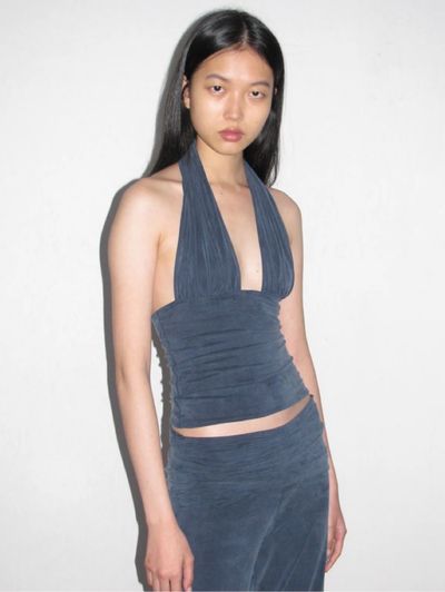 Paloma Wool Elvira Asymmetric Blue Short Sleeve Top by Paloma Wool