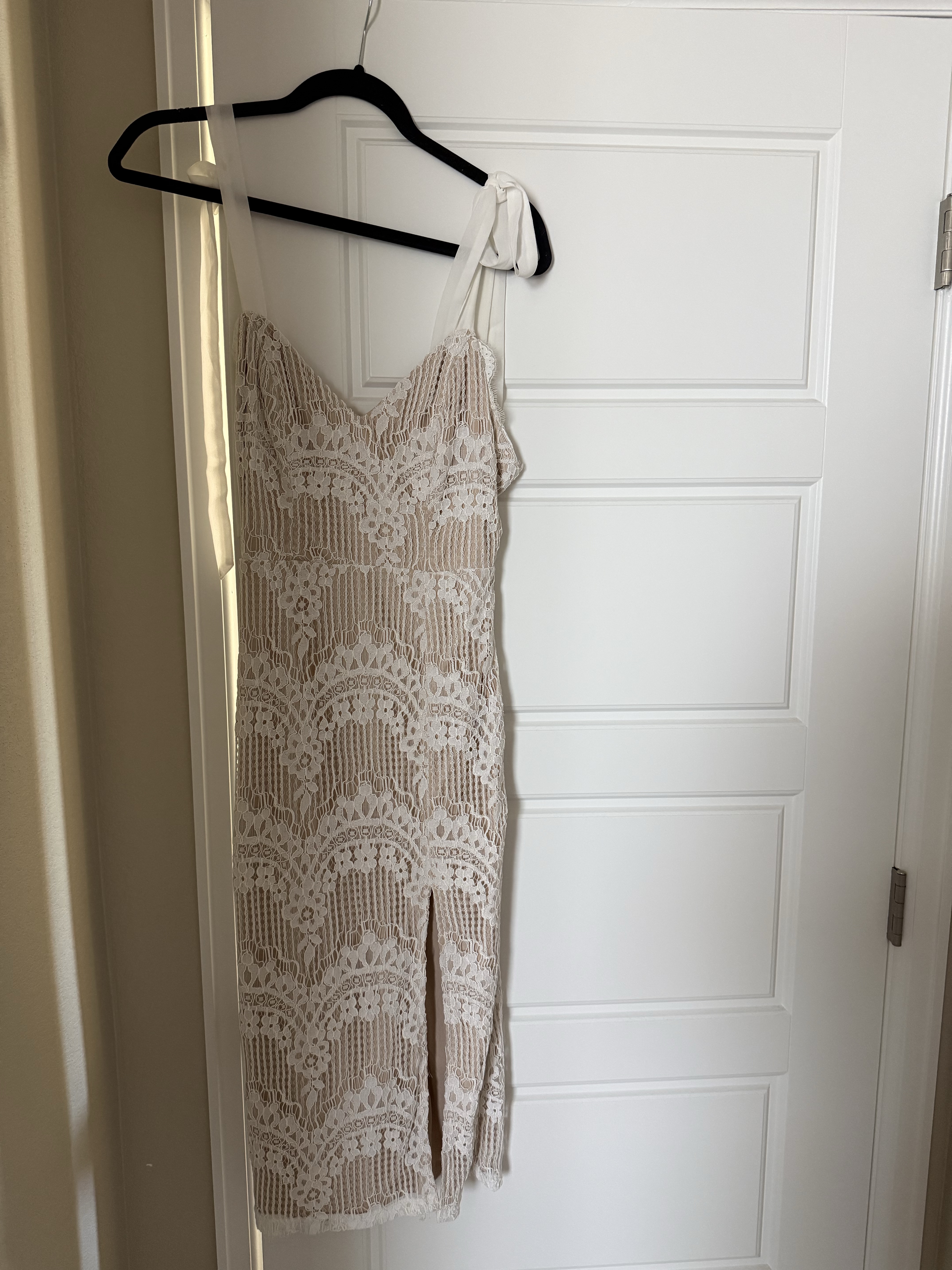 Lulus White Lace Tie Strap Just My Love Midi Dress by Lulus - Pickle Lulus White Lace Tie Strap Just My Love Midi Dress by Lulus - Pickle