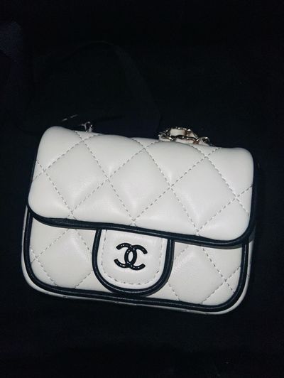 Chanel Lambskin Quilted Resin CC Flap Clutch With Chain White