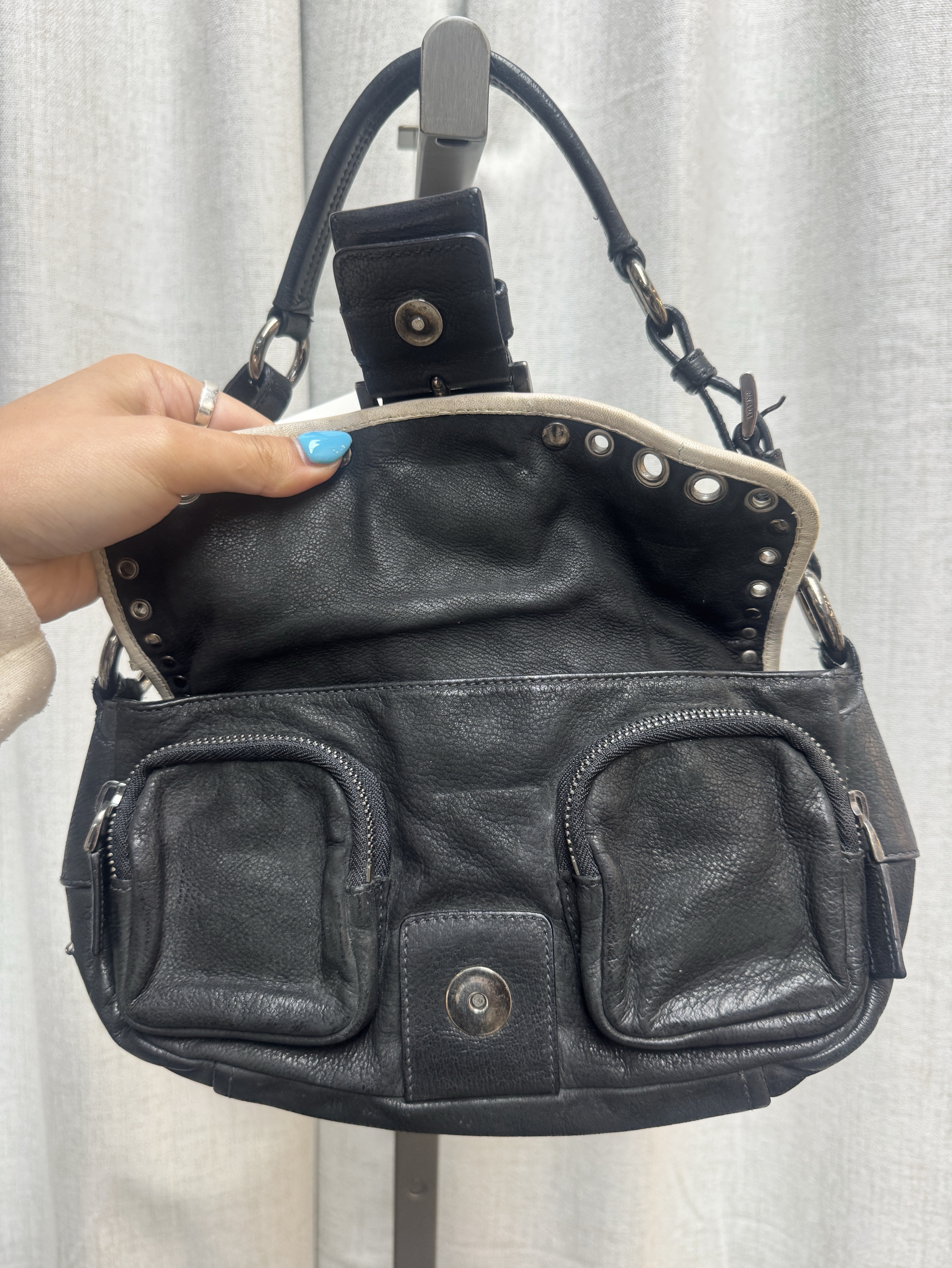 Prada Black Leather Shoulder Bag by Prada - Pickle