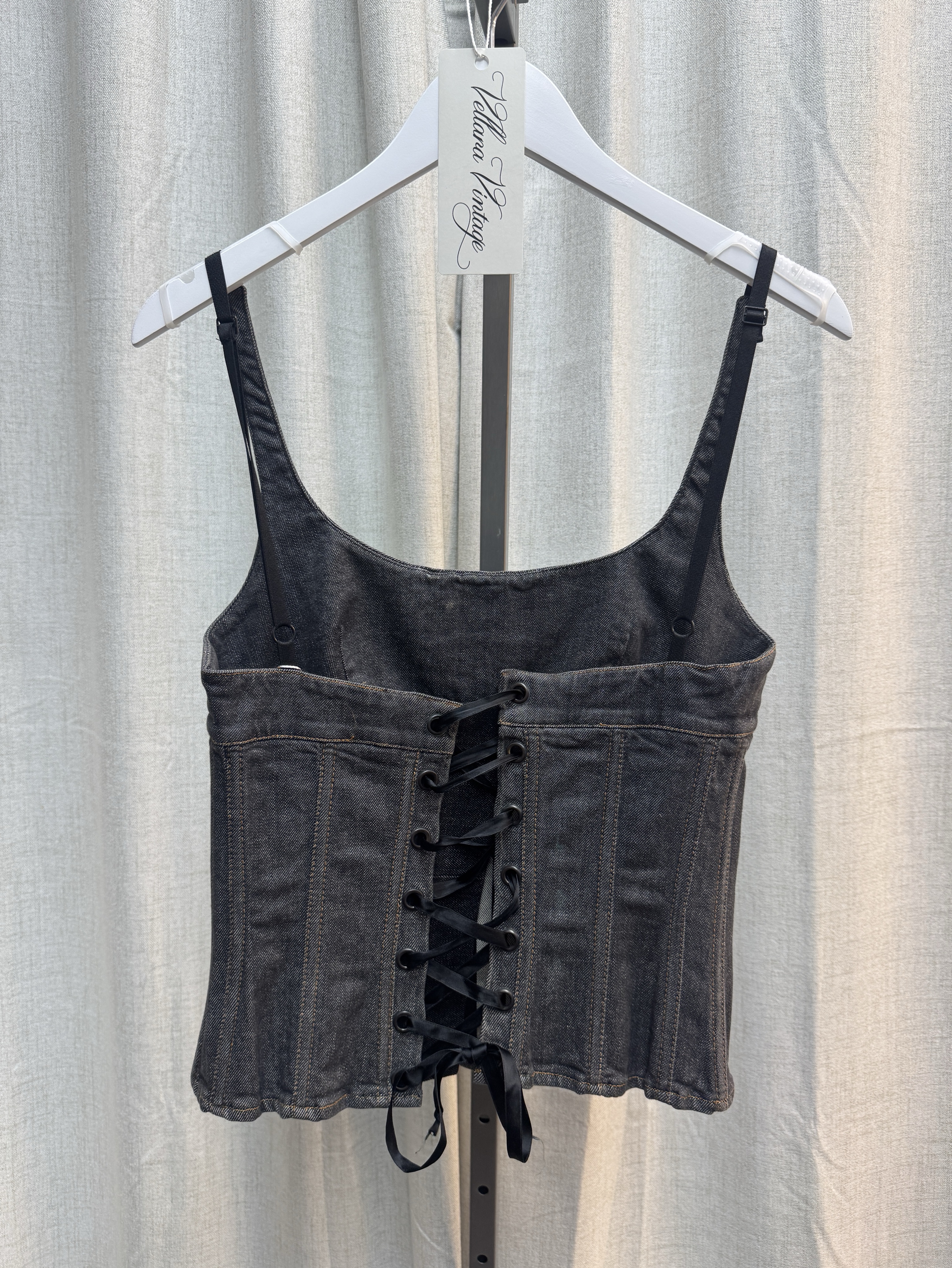D&G Denim Lace Up Corset Top by Dolce + Gabbana - Pickle